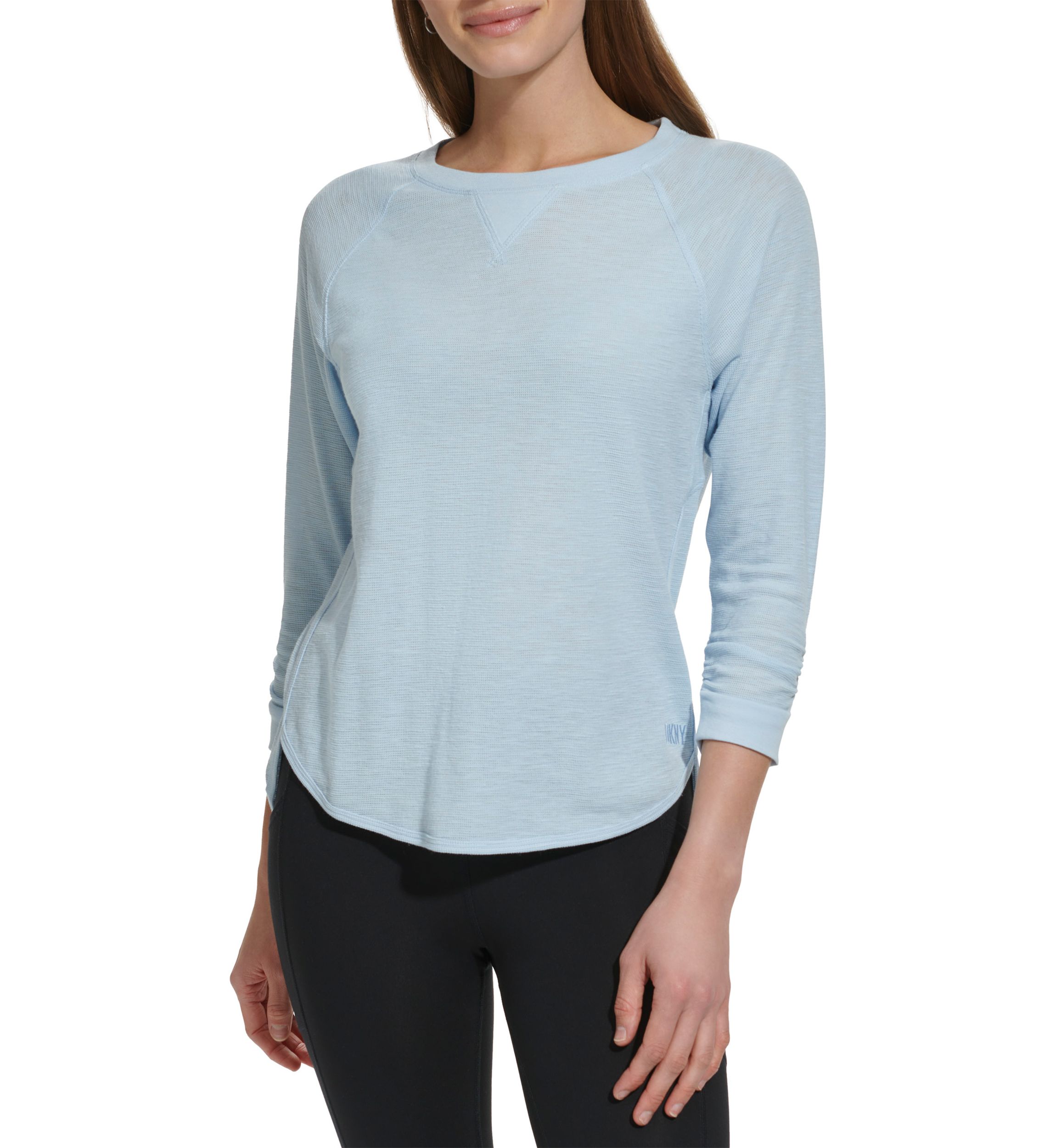 Womens 3/4 Sleeve Mini Waffle T-Shirt