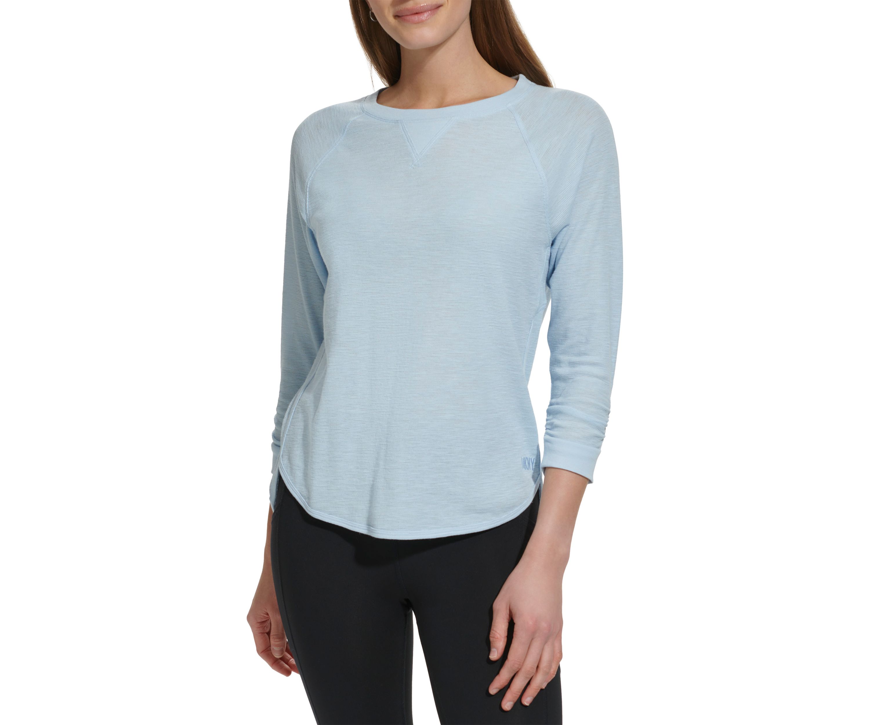 Womens 3/4 Sleeve Mini Waffle T-Shirt