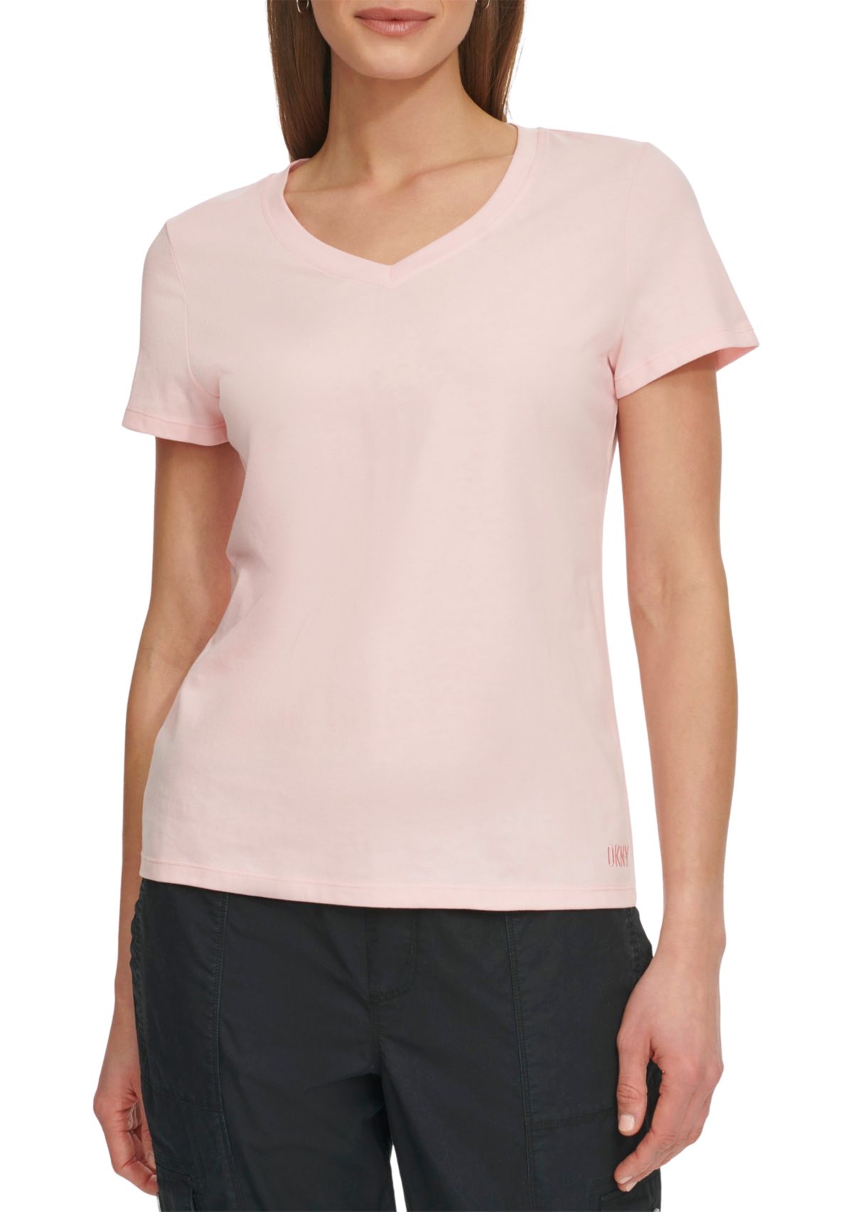 Short Sleeve V-Neck T-Shirt with Embroidered Logo 