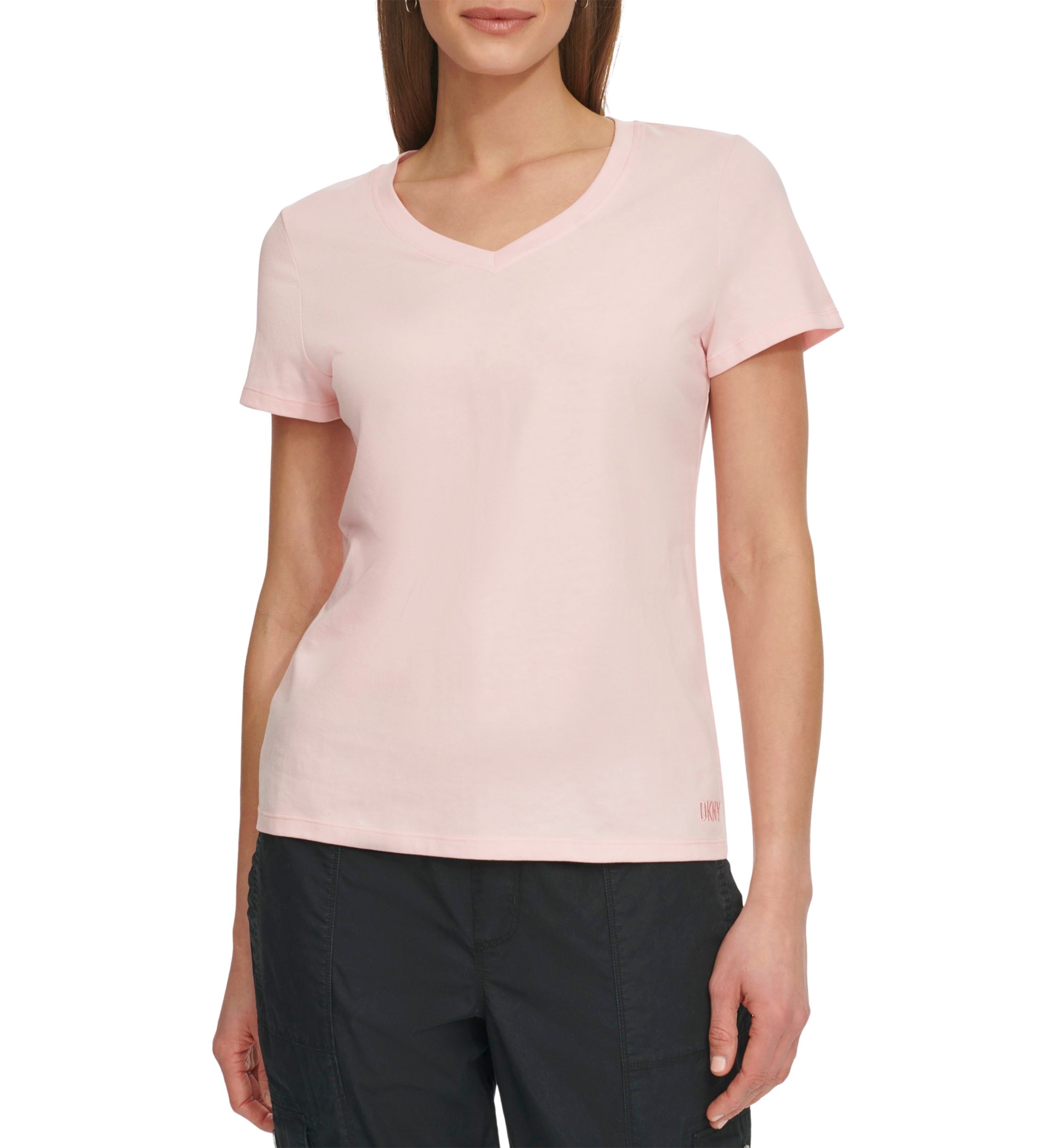 Short Sleeve V-Neck T-Shirt with Embroidered Logo 