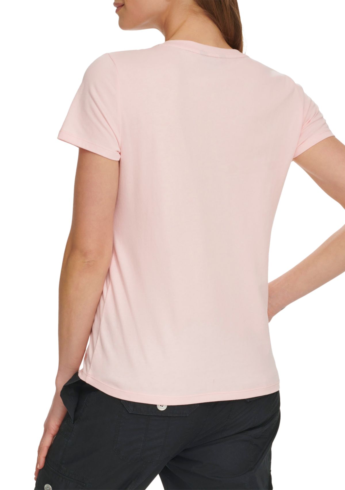 Short Sleeve V-Neck T-Shirt with Embroidered Logo 