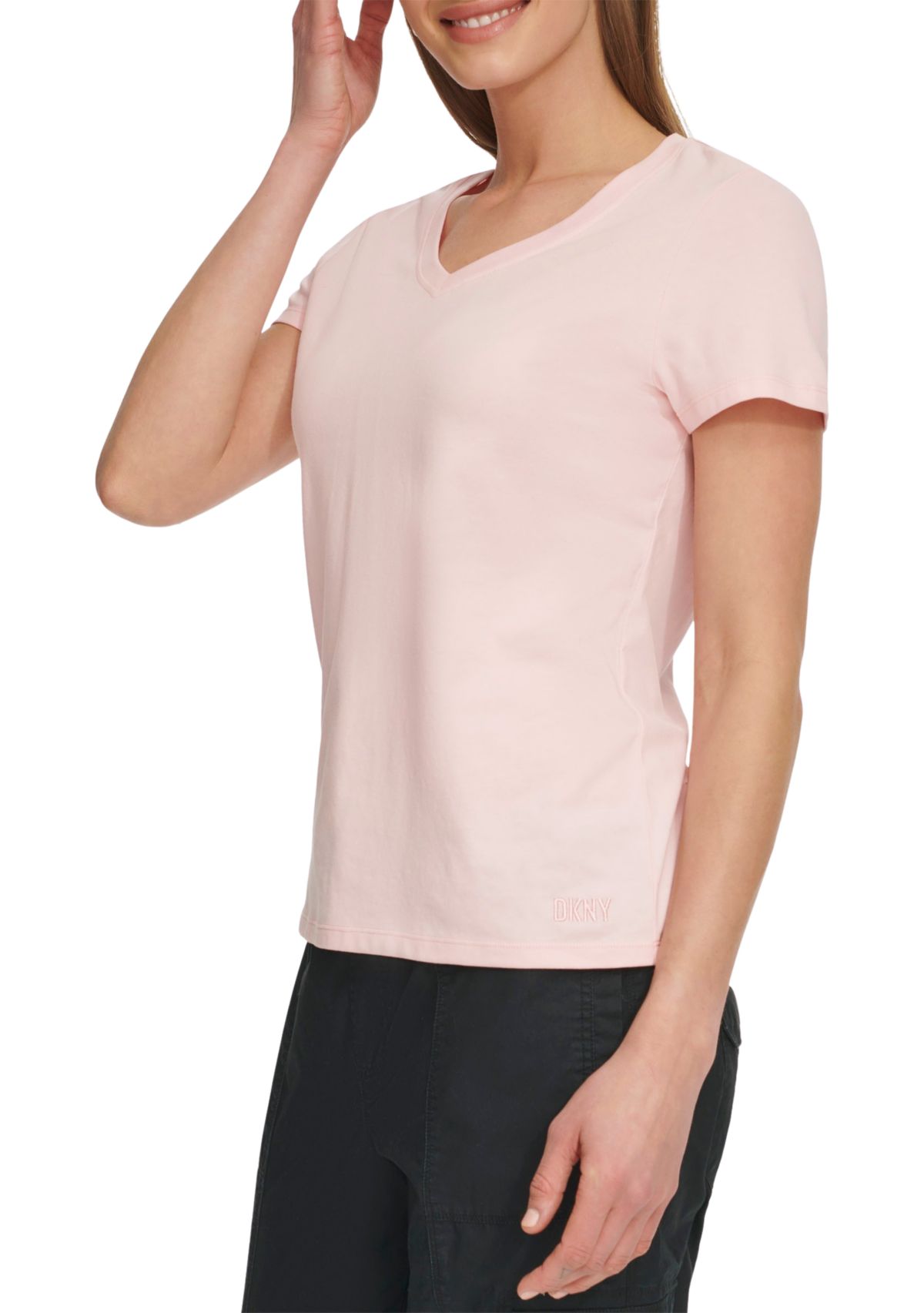 Short Sleeve V-Neck T-Shirt with Embroidered Logo 