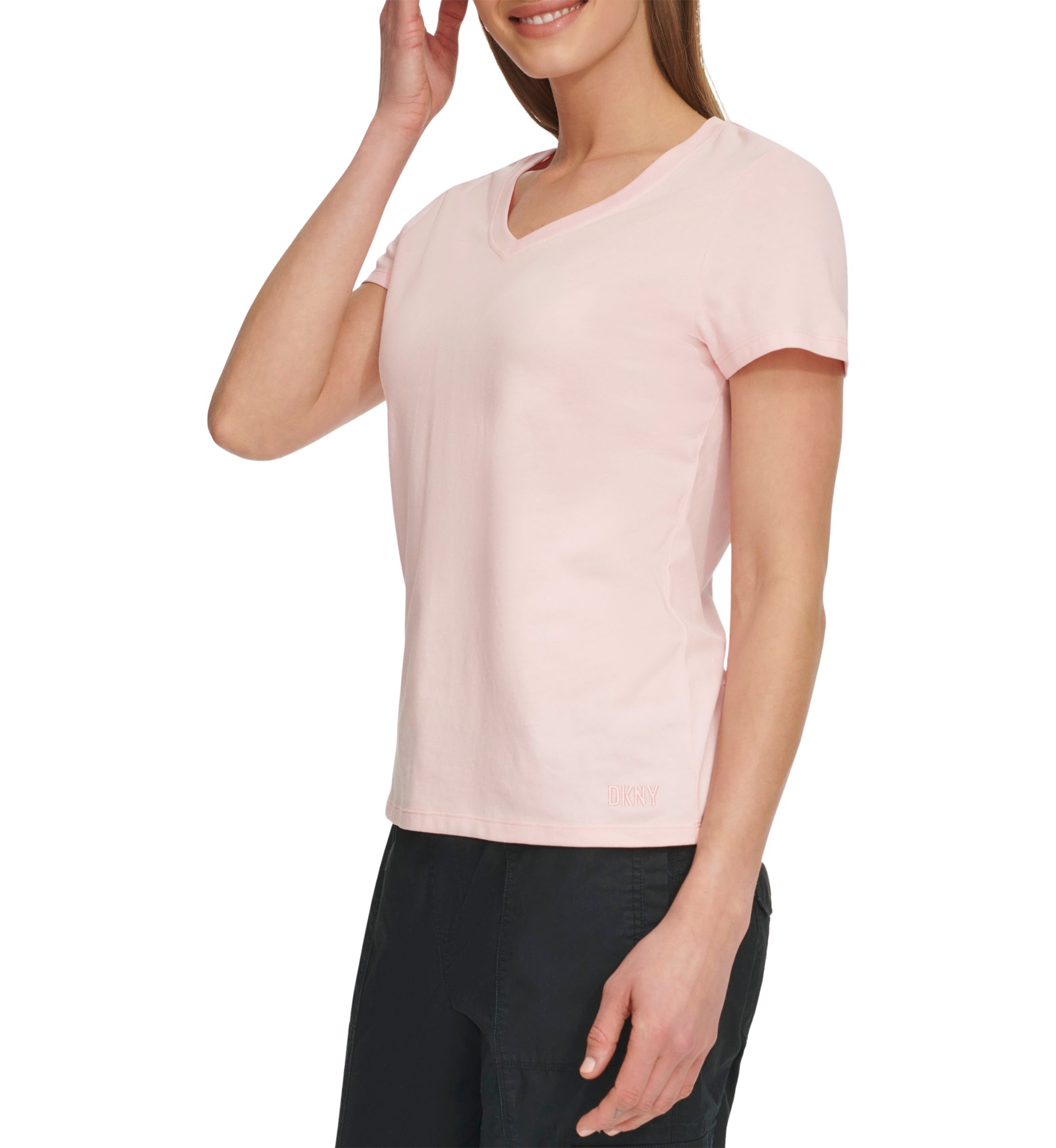 Short Sleeve V-Neck T-Shirt with Embroidered Logo 