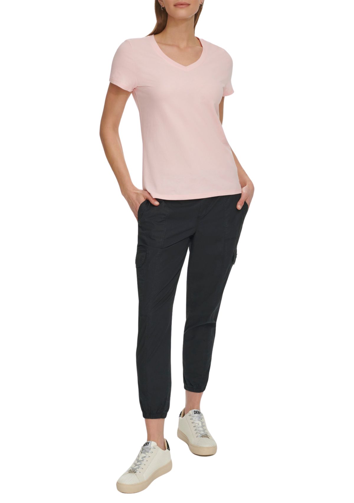 Short Sleeve V-Neck T-Shirt with Embroidered Logo 