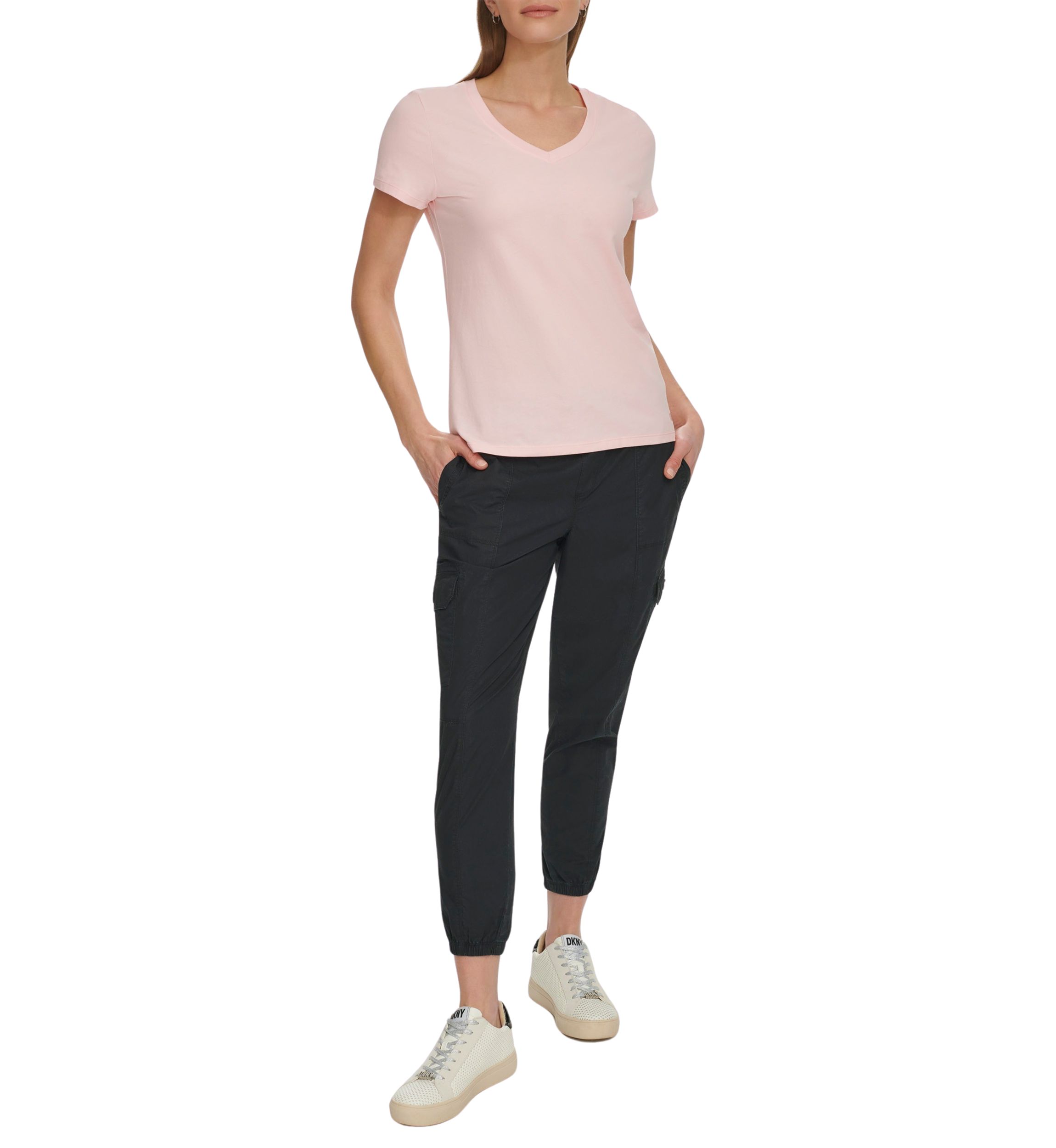 Short Sleeve V-Neck T-Shirt with Embroidered Logo 