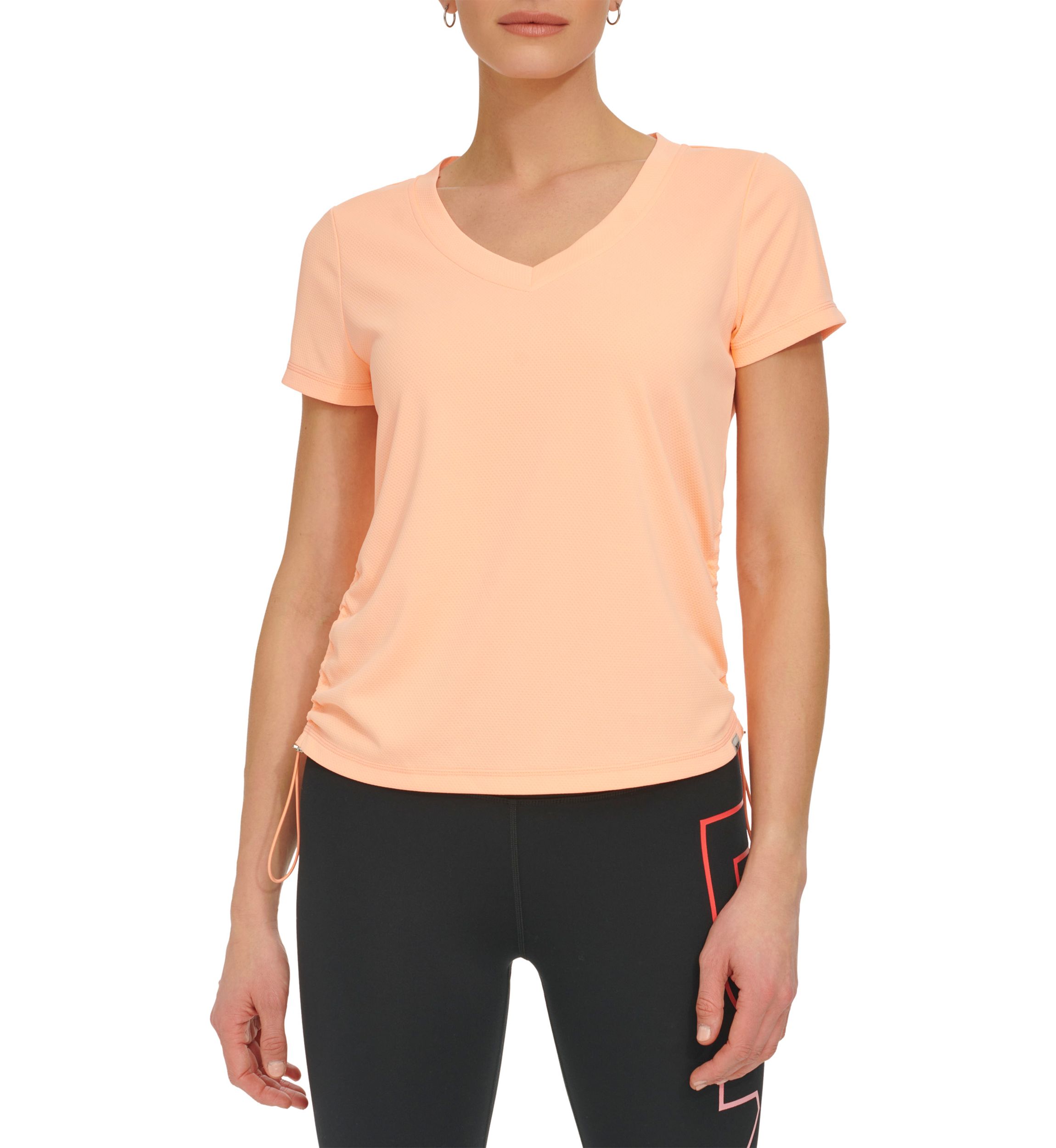 Womens Ruched Side Seams Tech T-Shirt