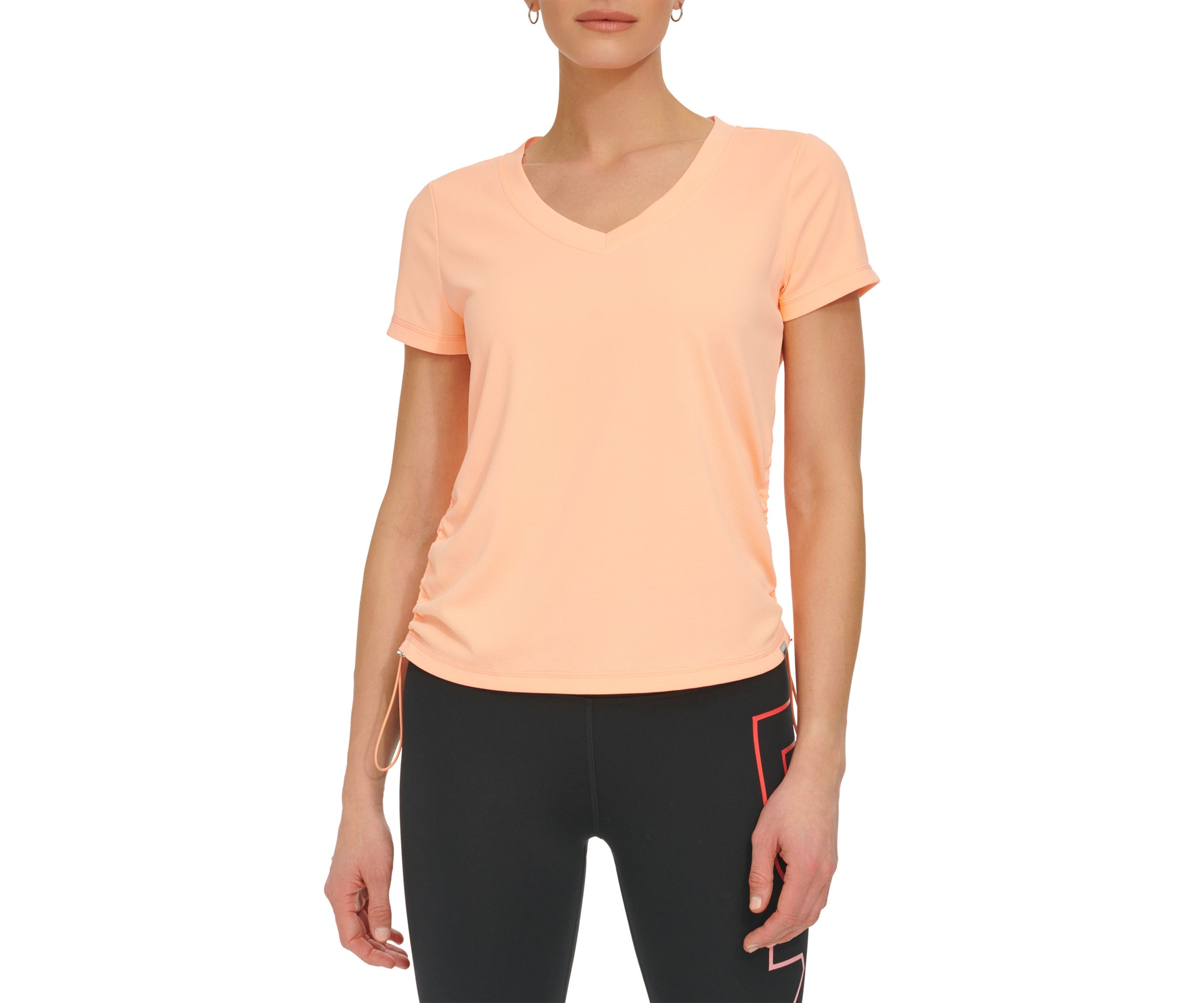 Womens Ruched Side Seams Tech T-Shirt