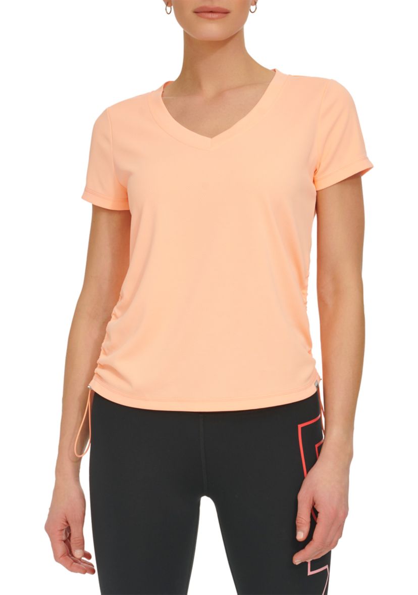 Womens Ruched Side Seams Tech T-Shirt