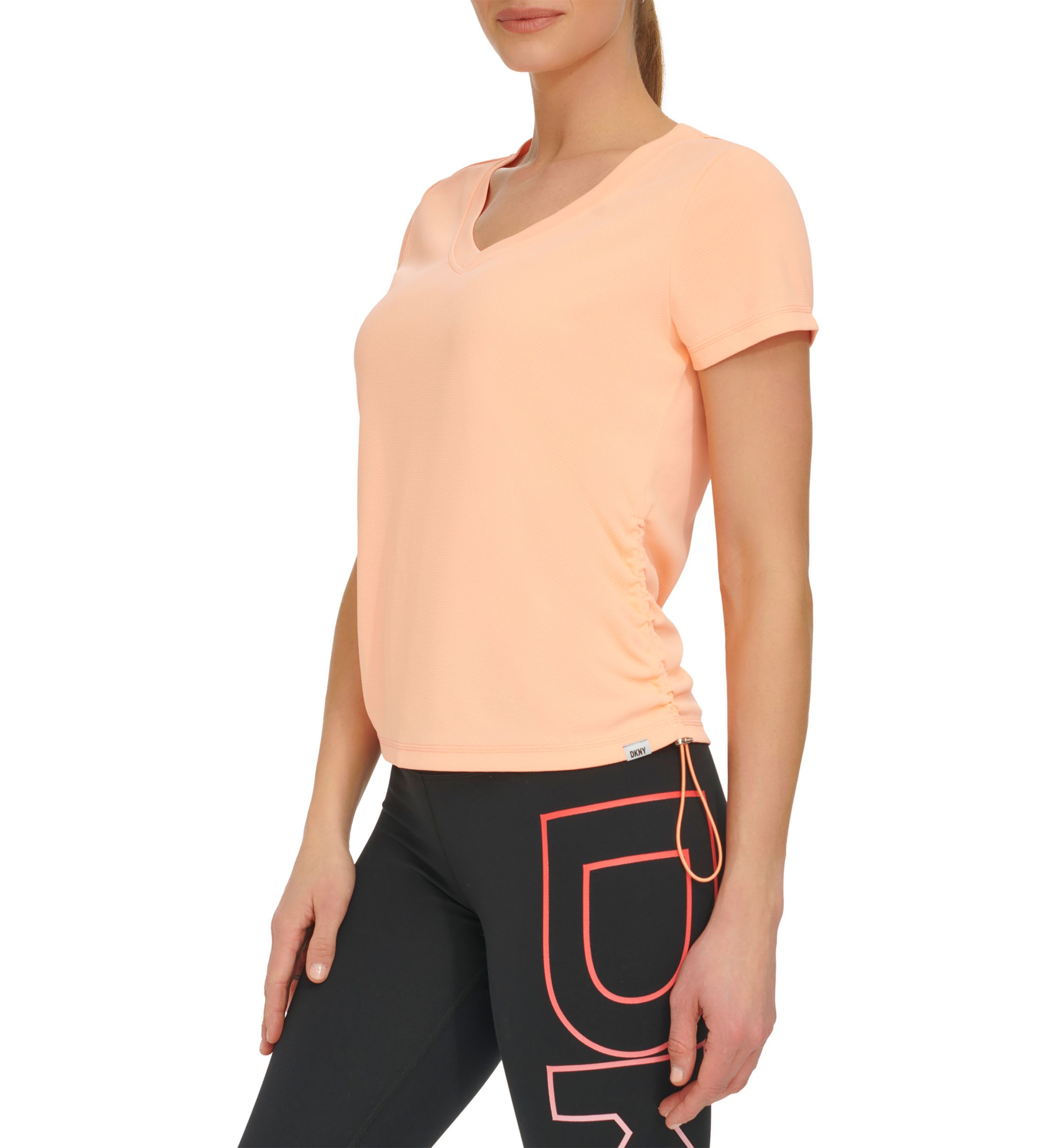Womens Ruched Side Seams Tech T-Shirt
