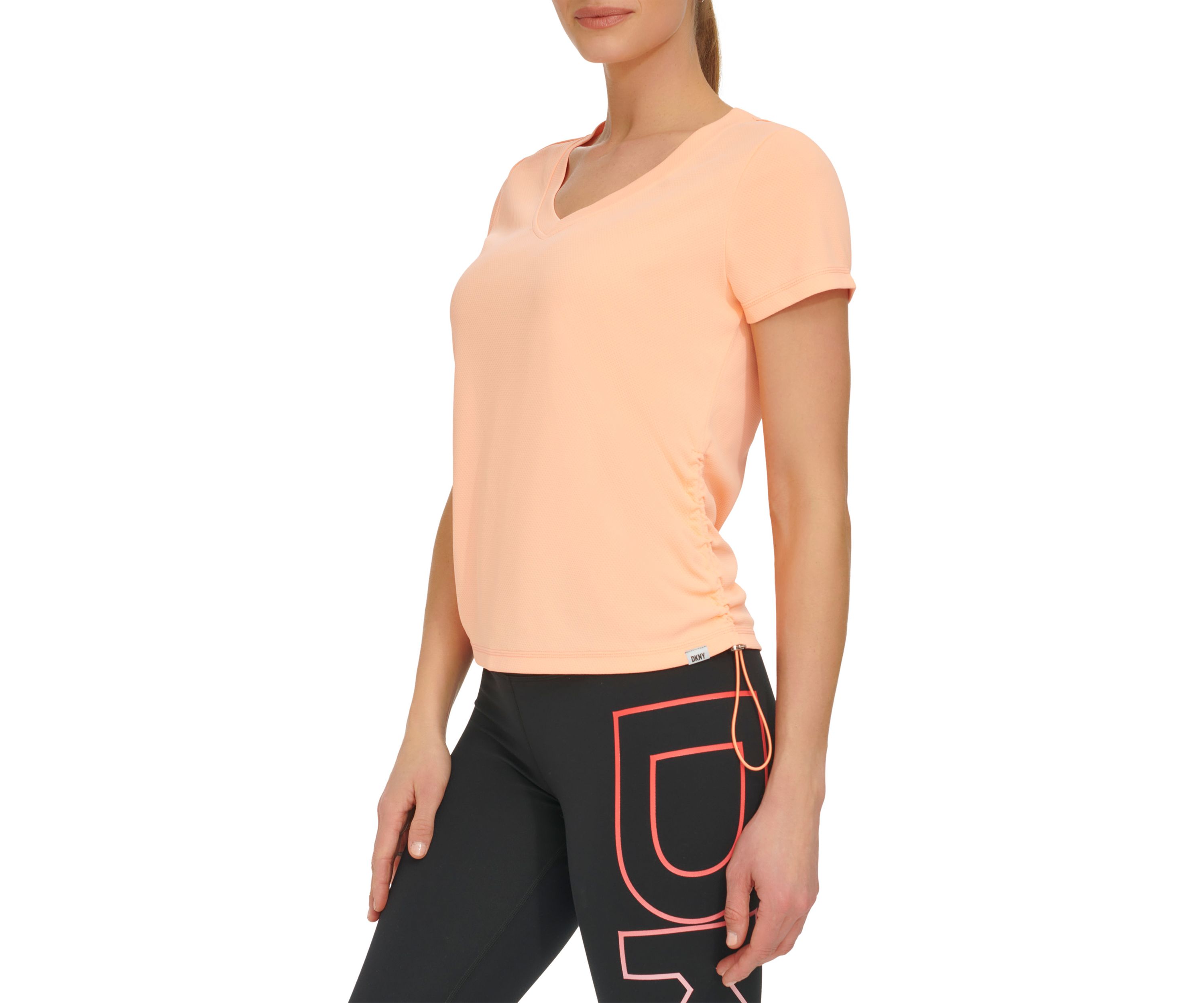 Womens Ruched Side Seams Tech T-Shirt