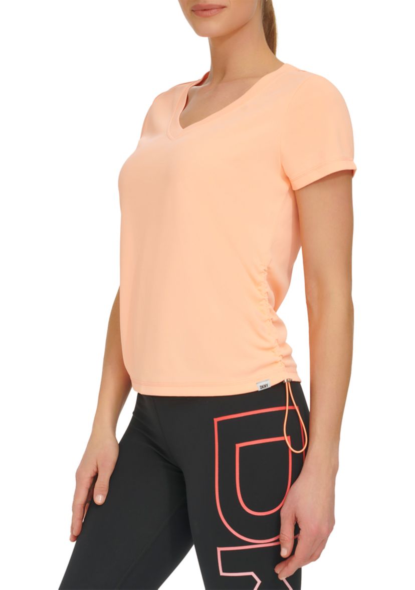 Womens Ruched Side Seams Tech T-Shirt
