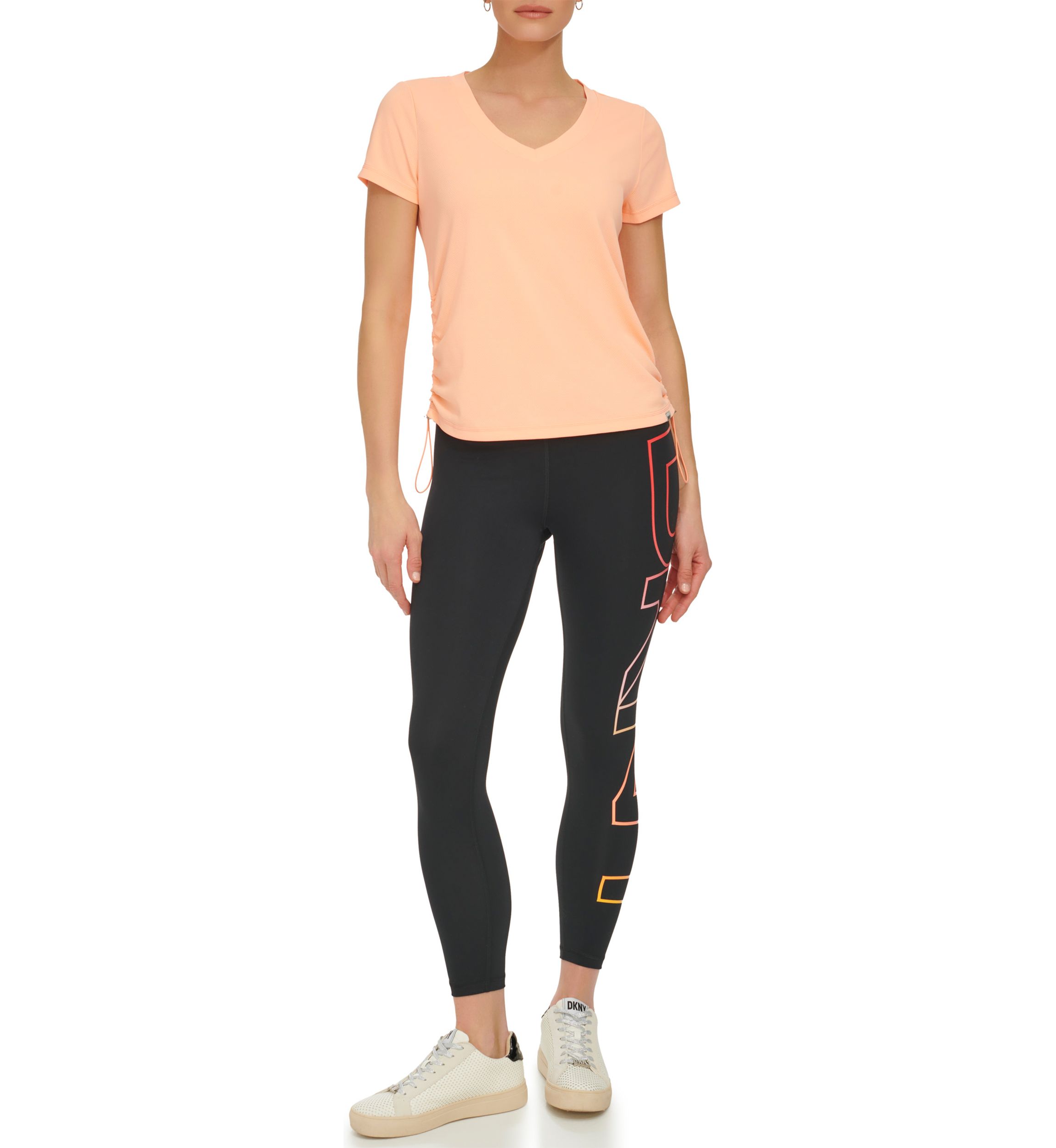 Womens Ruched Side Seams Tech T-Shirt