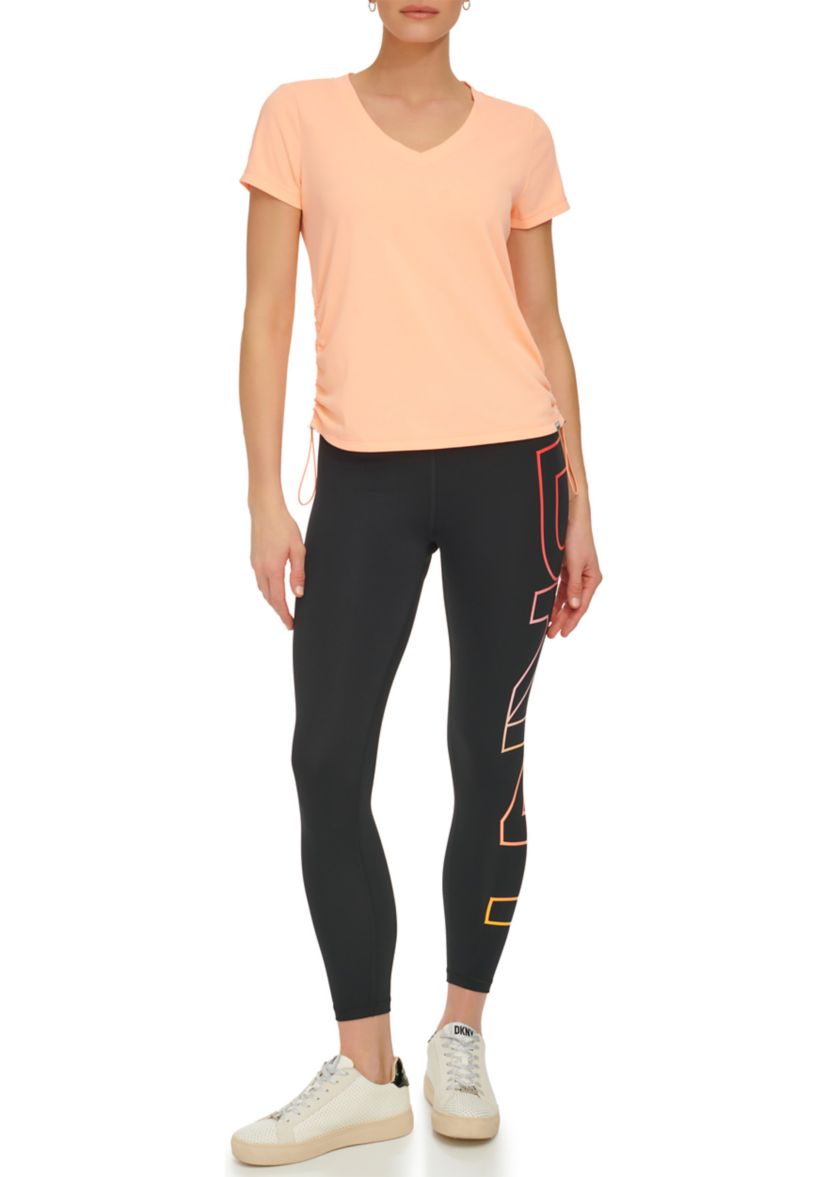 Womens Ruched Side Seams Tech T-Shirt