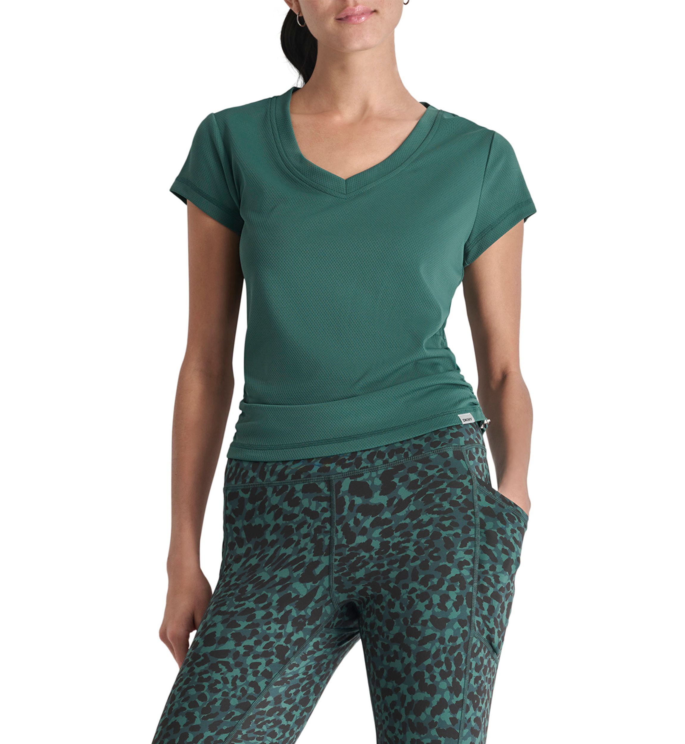 Short Sleeve Tech T-Shirt with Ruched Side Seams 