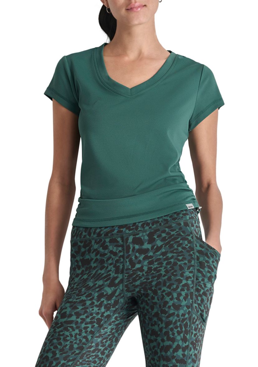 Short Sleeve Tech T-Shirt with Ruched Side Seams 