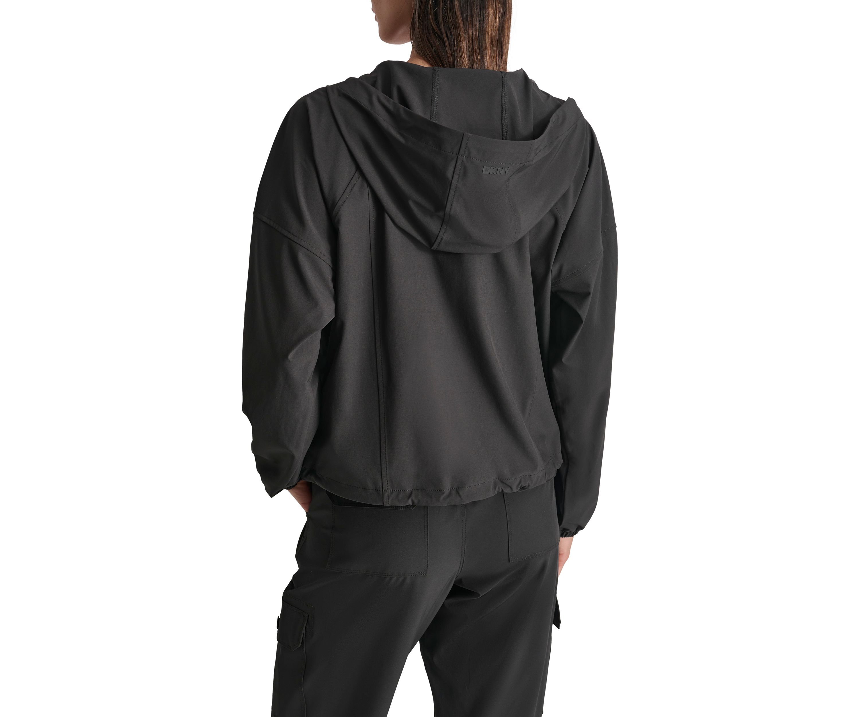 Drop Shoulder Half Zip Pullover with Hood and Kangaroo Pocket