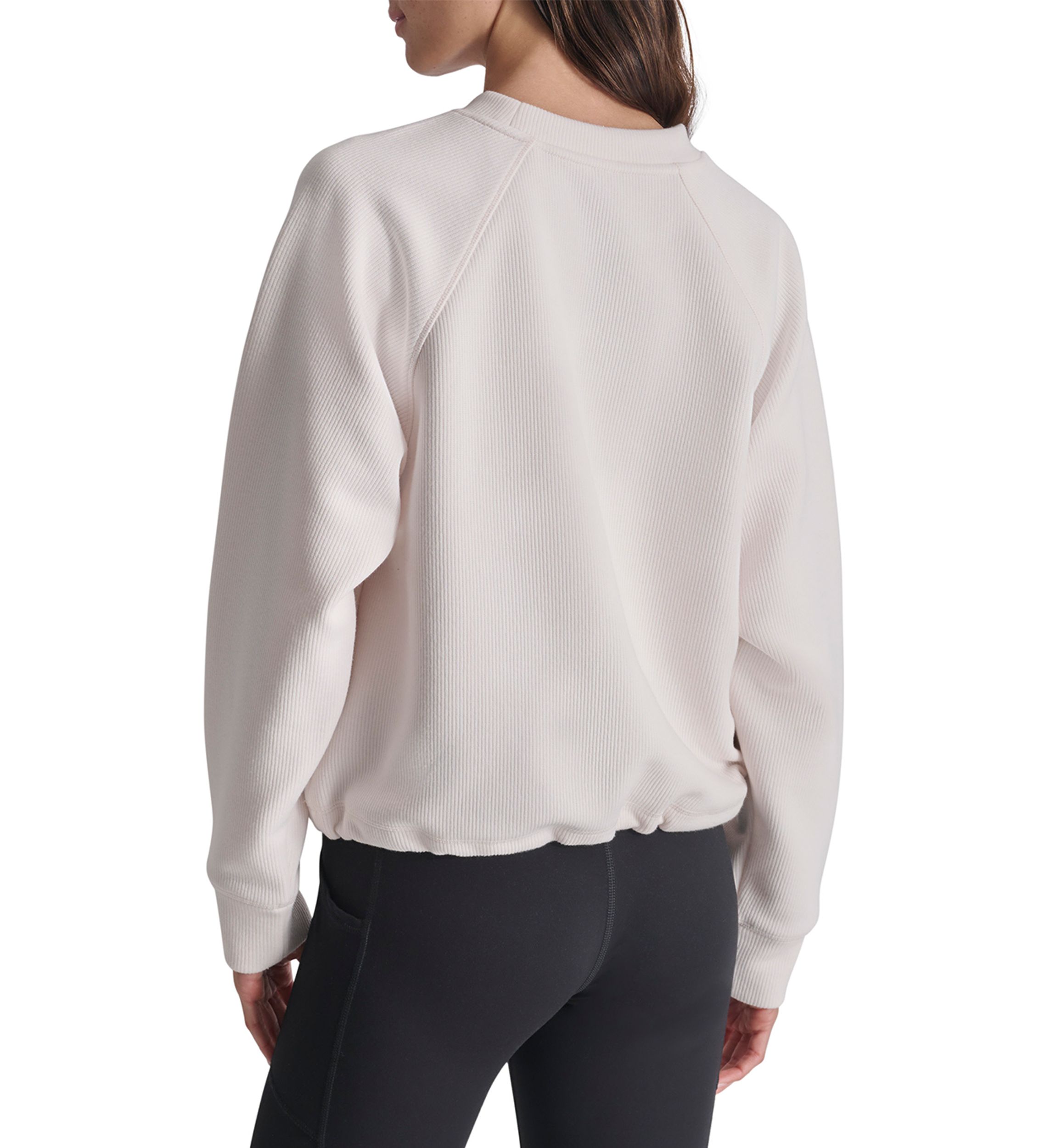 Womens Varsity Placed Puff Logo Crew Neck Pullover with Bungee