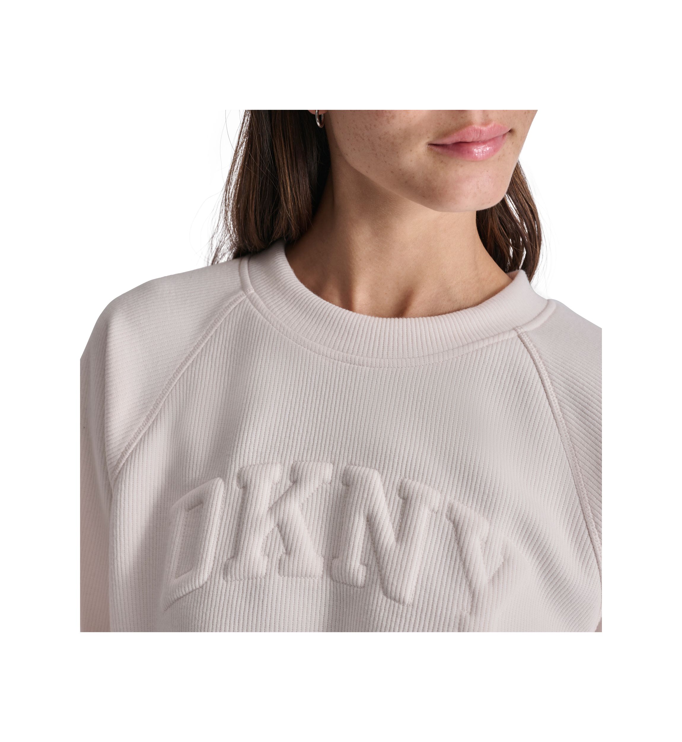 Womens Varsity Placed Puff Logo Crew Neck Pullover with Bungee