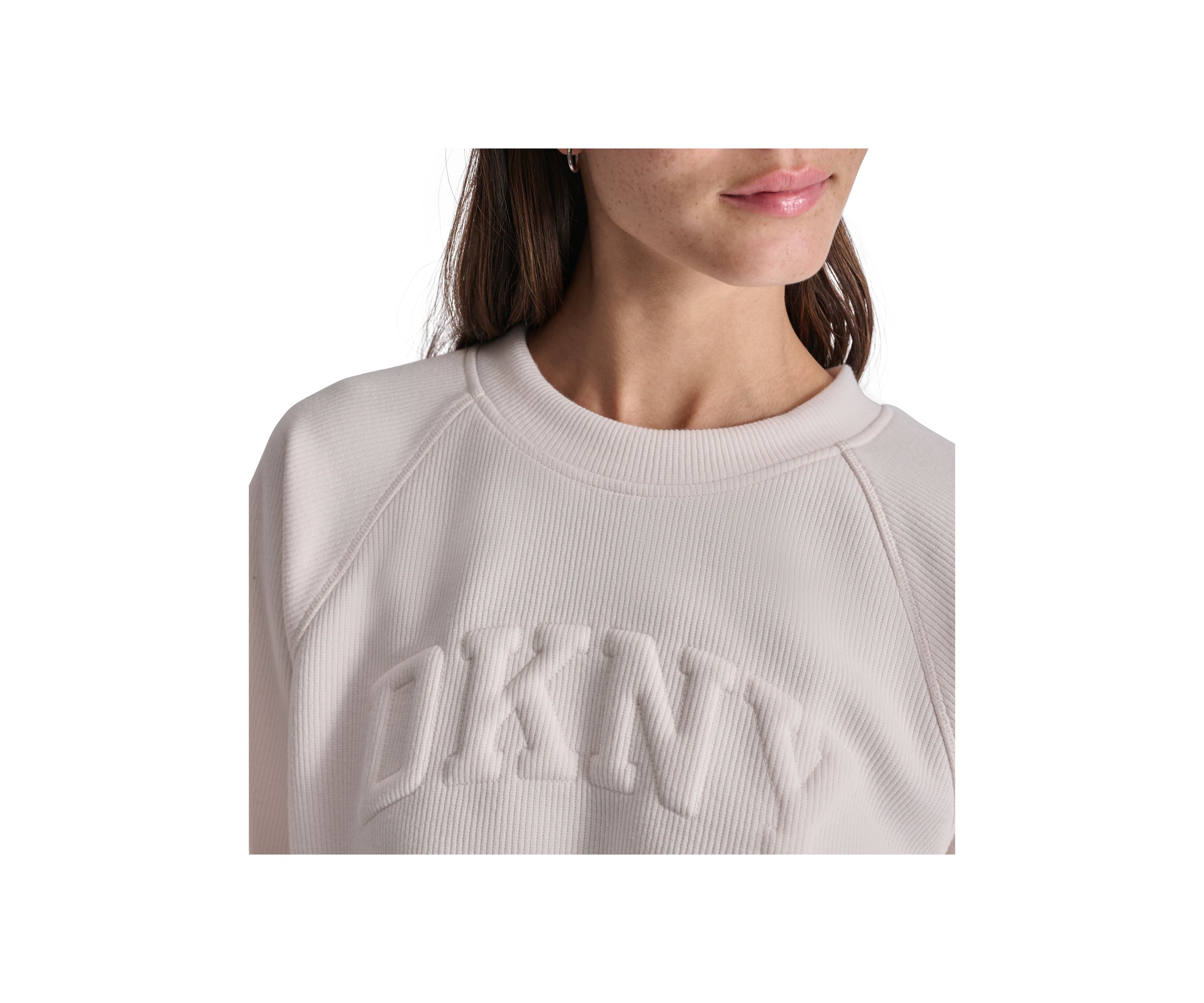 Womens Varsity Placed Puff Logo Crew Neck Pullover with Bungee