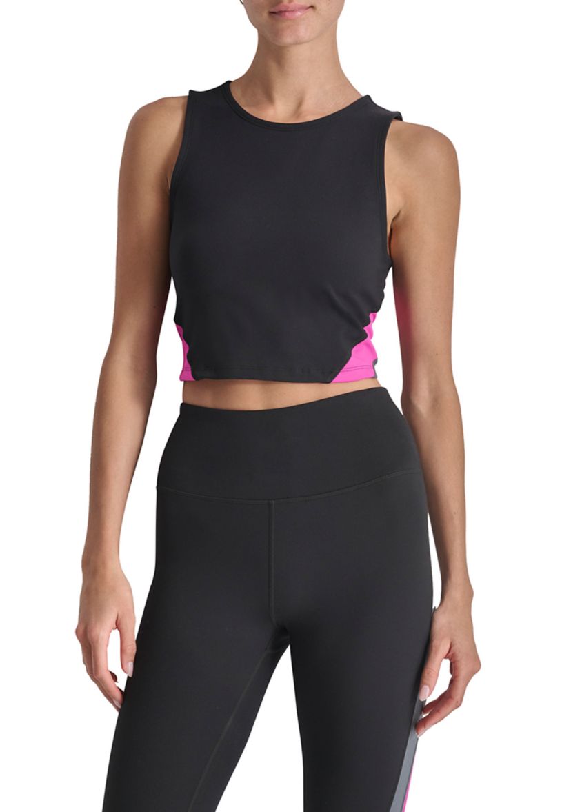 Womens Balance Compression Color Blocked Cropped Tank Top