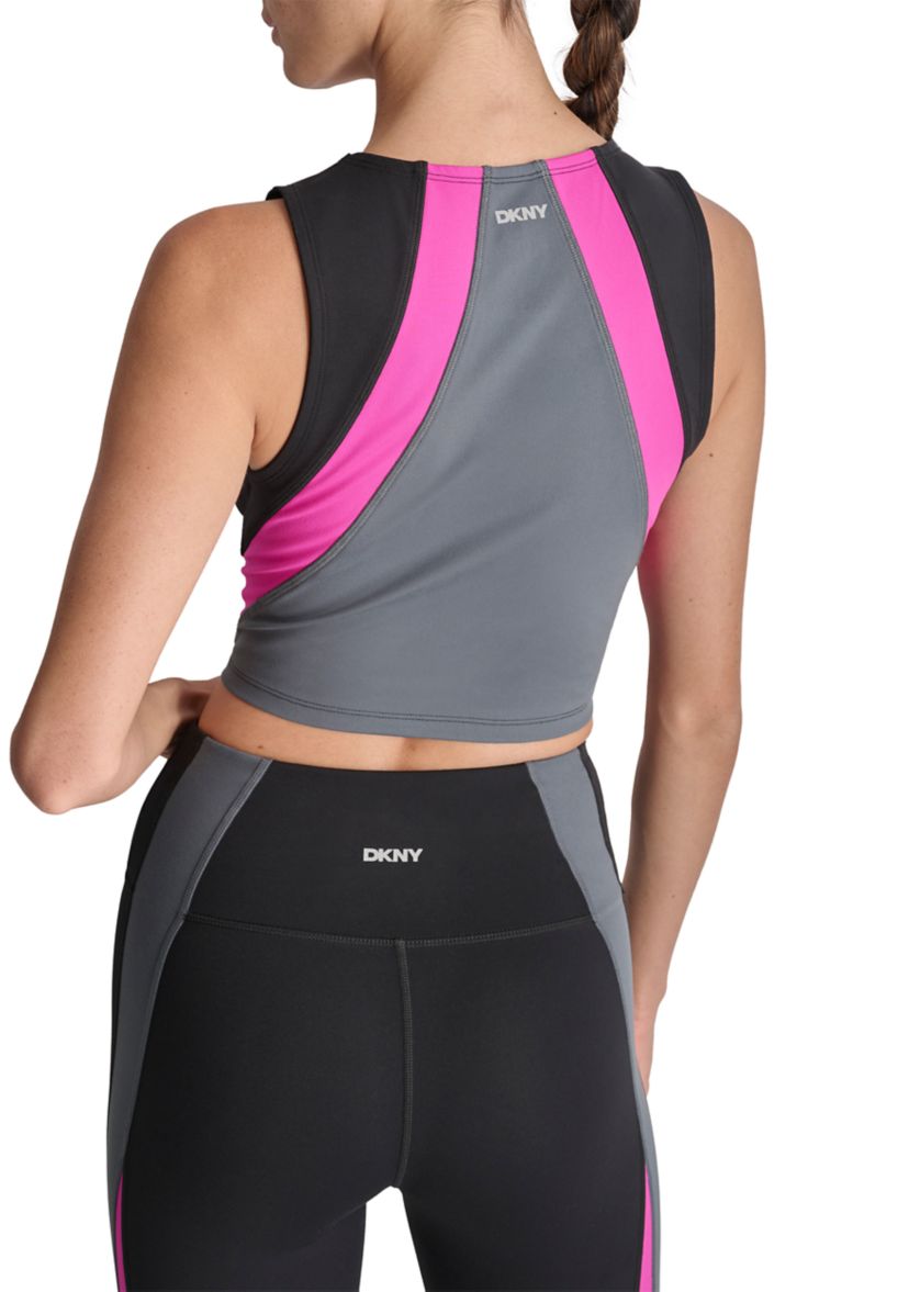 Womens Balance Compression Color Blocked Cropped Tank Top