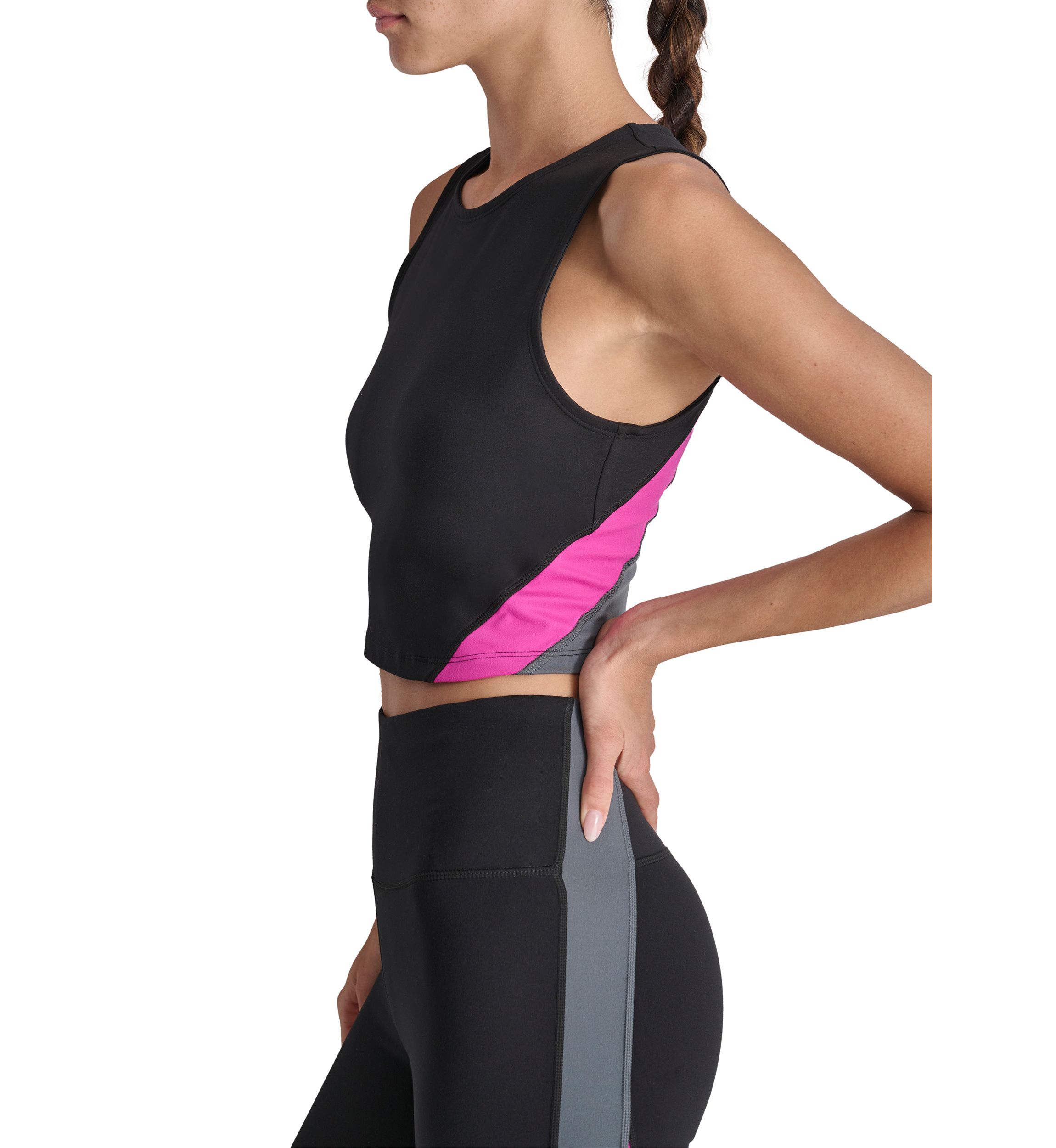 Womens Balance Compression Color Blocked Cropped Tank Top