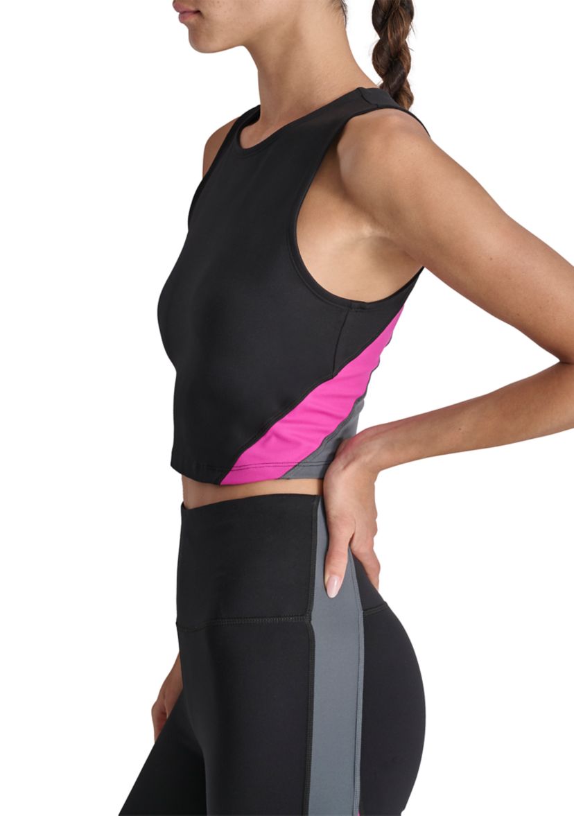 Womens Balance Compression Color Blocked Cropped Tank Top