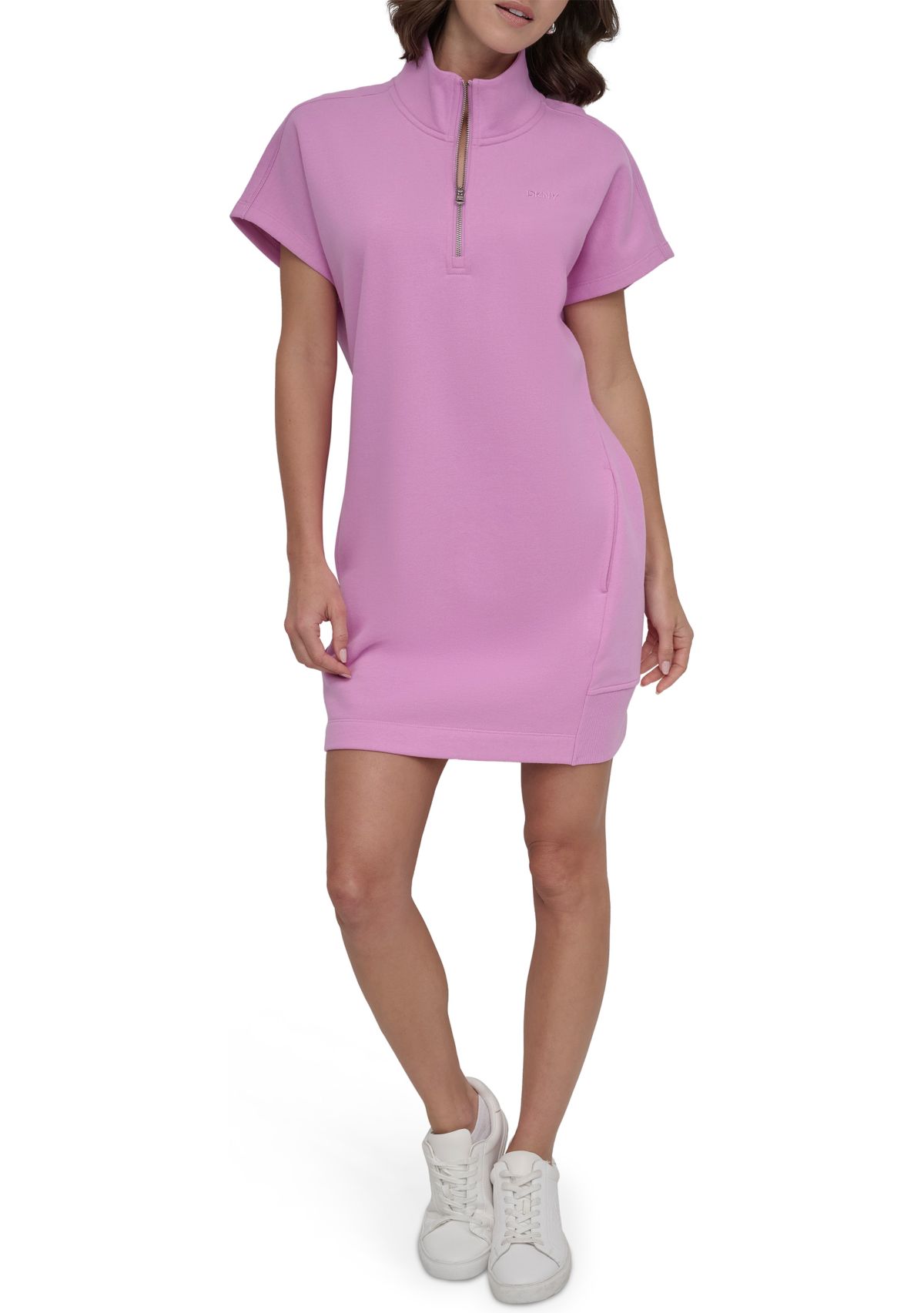 Embroidered Logo Half Zip Dress
