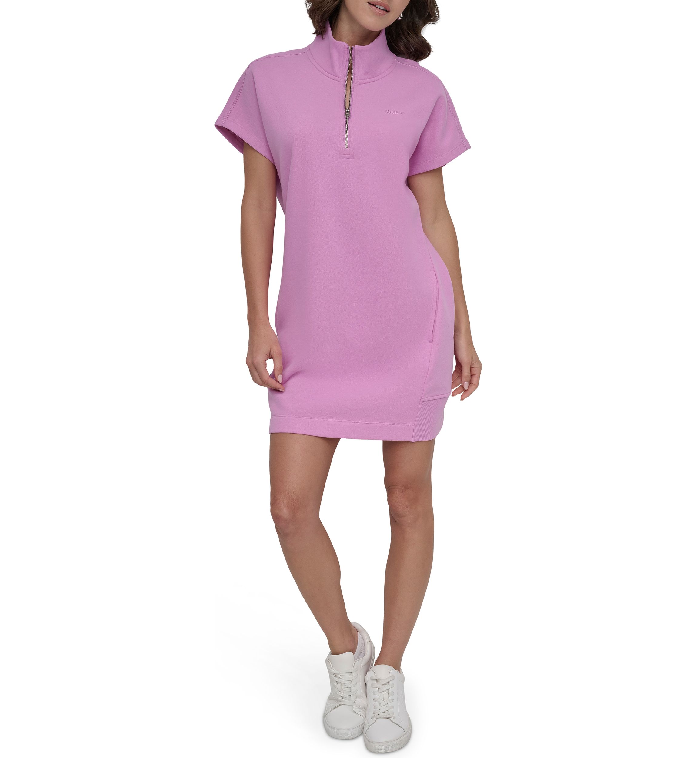 Embroidered Logo Half Zip Dress