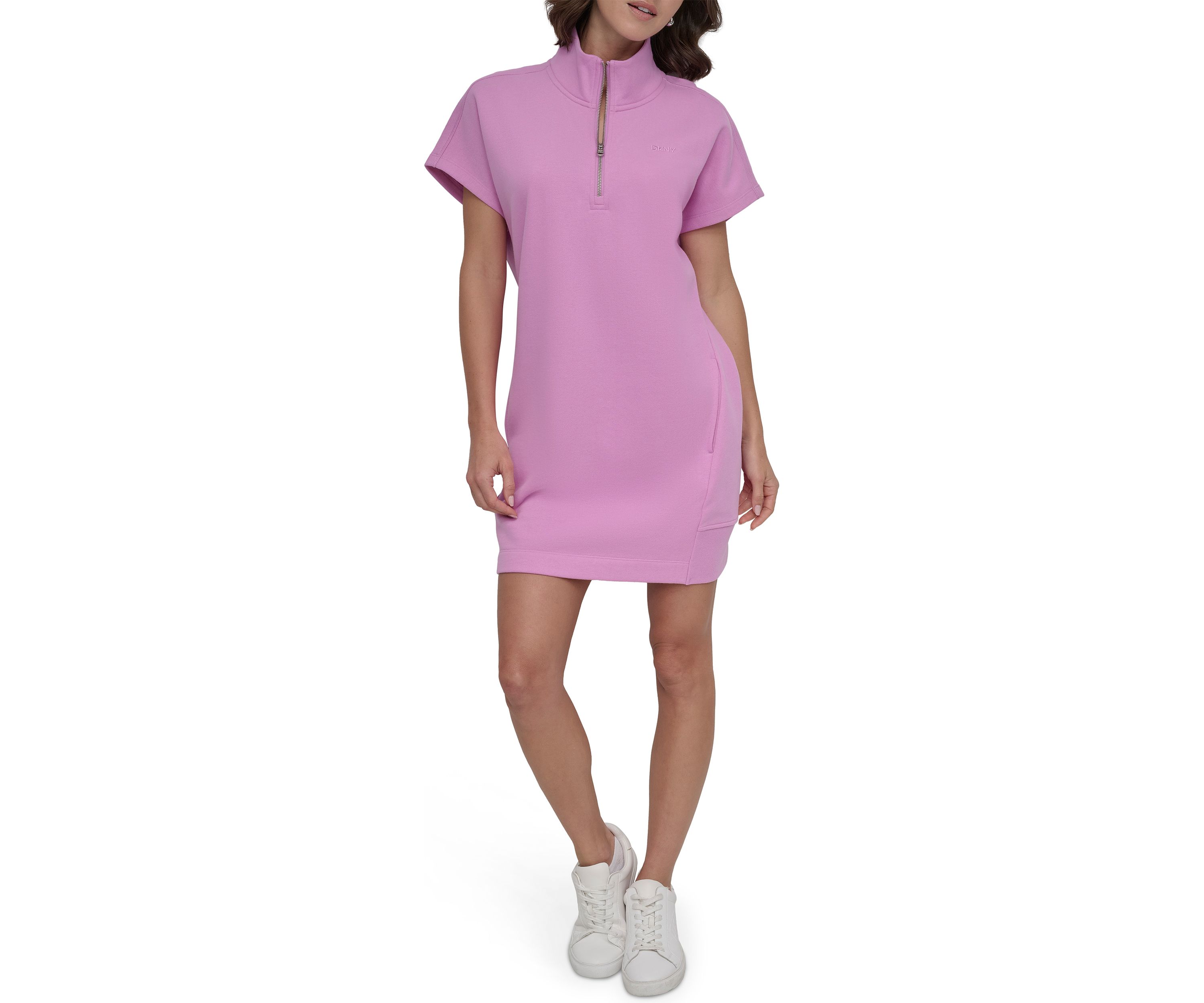 Embroidered Logo Half Zip Dress