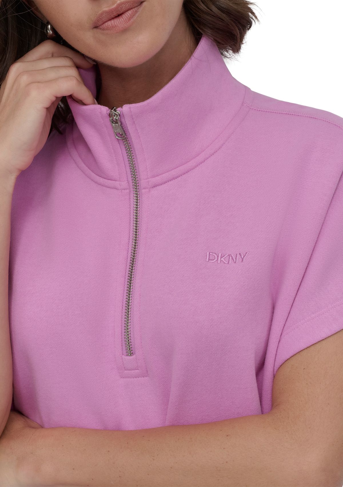 Embroidered Logo Half Zip Dress