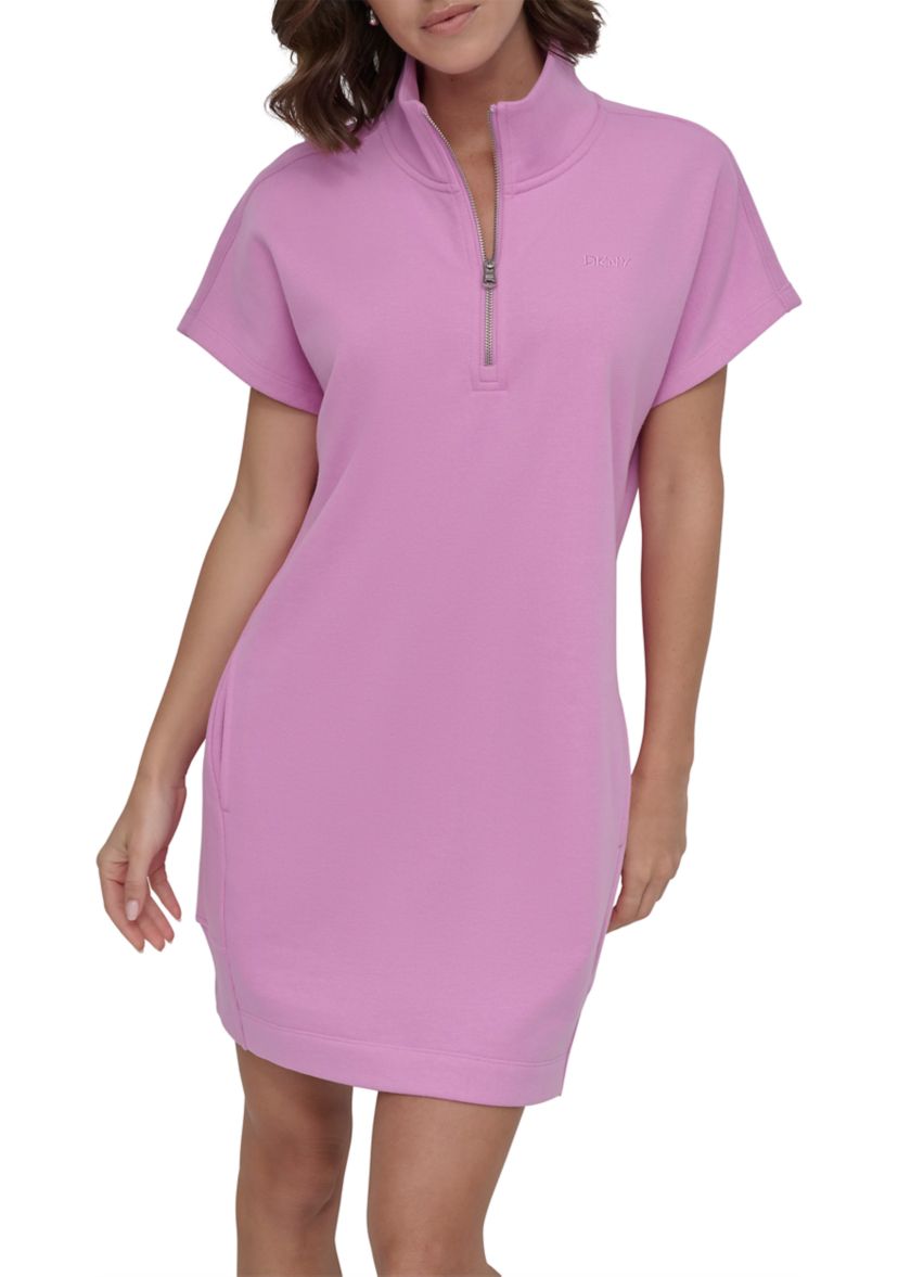 Embroidered Logo Half Zip Dress