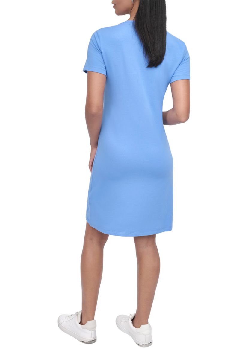 Womens Stud Logo V-Neck T-Shirt Dress