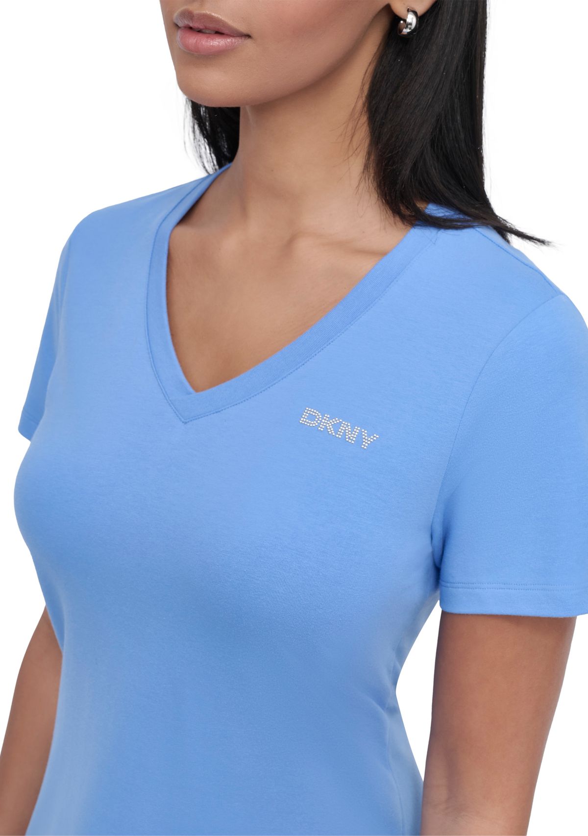 Womens Stud Logo V-Neck T-Shirt Dress