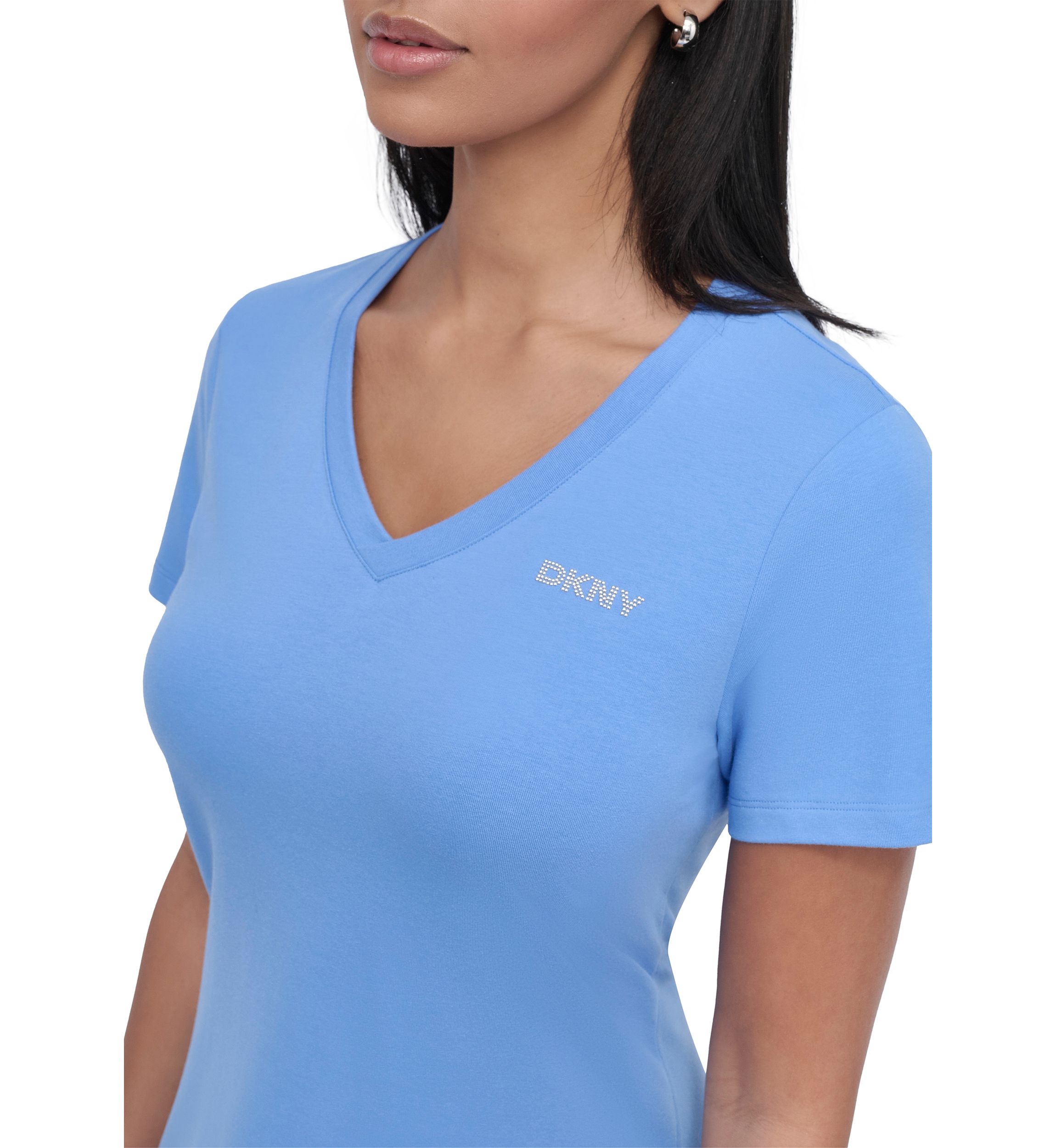 Womens Stud Logo V-Neck T-Shirt Dress