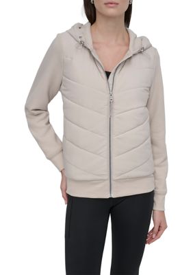 DKNY Sport Women's Lightweight Hybrid Full Zip Jacket, Large
