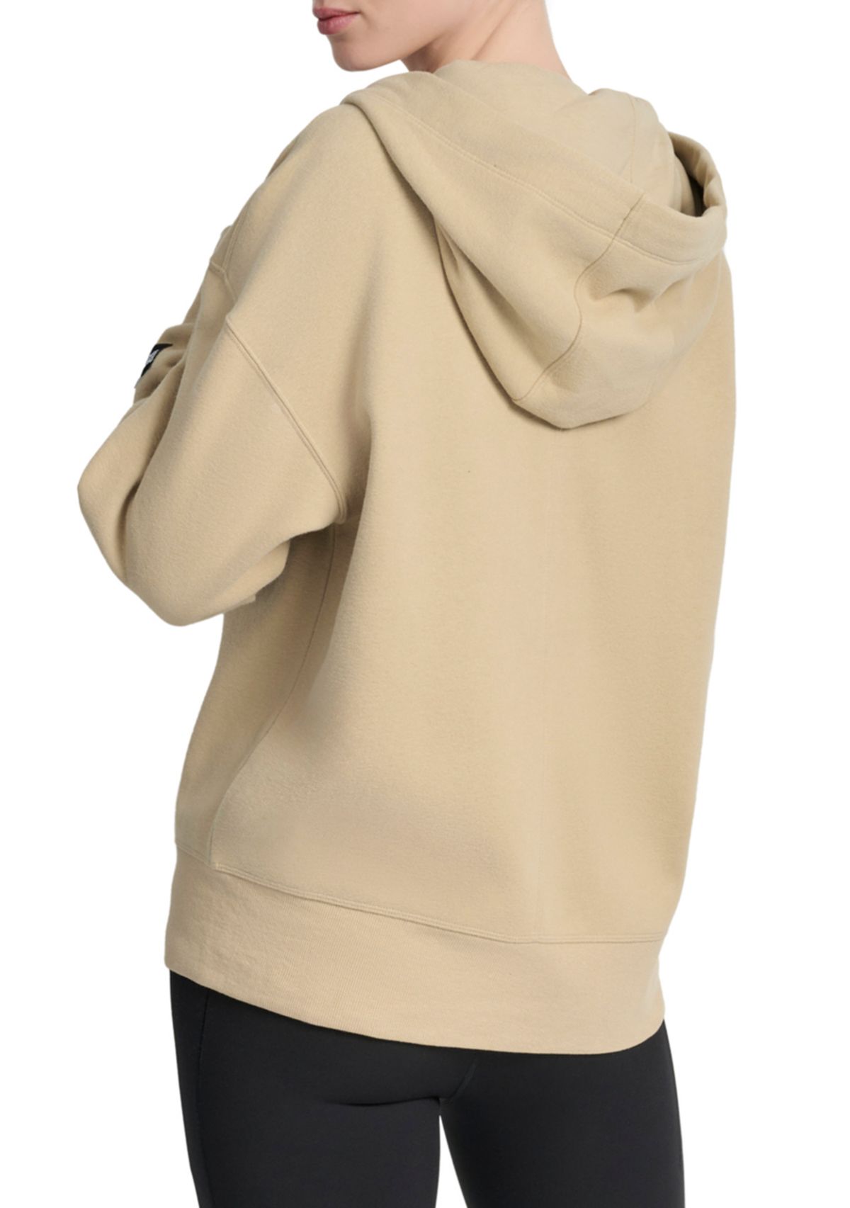 Womens Woven Patch Oversized Full Zip Hoodie