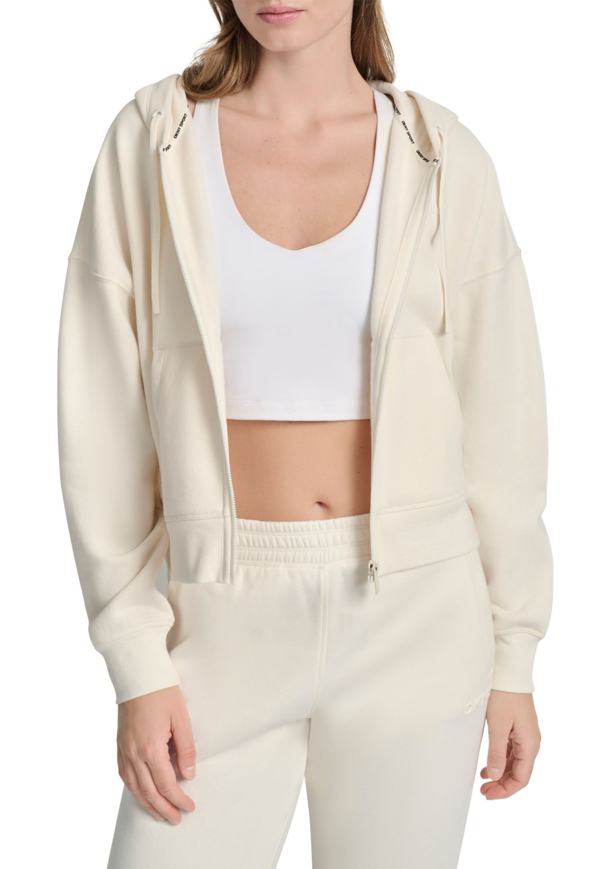 Womens HD Logo Drop Shoulder Zip Front Hoodie