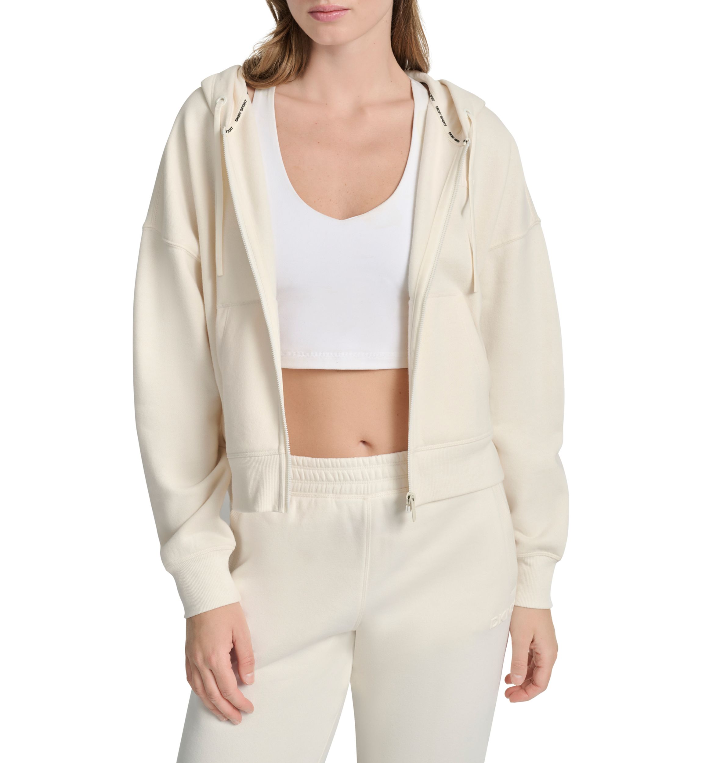 Womens HD Logo Drop Shoulder Zip Front Hoodie