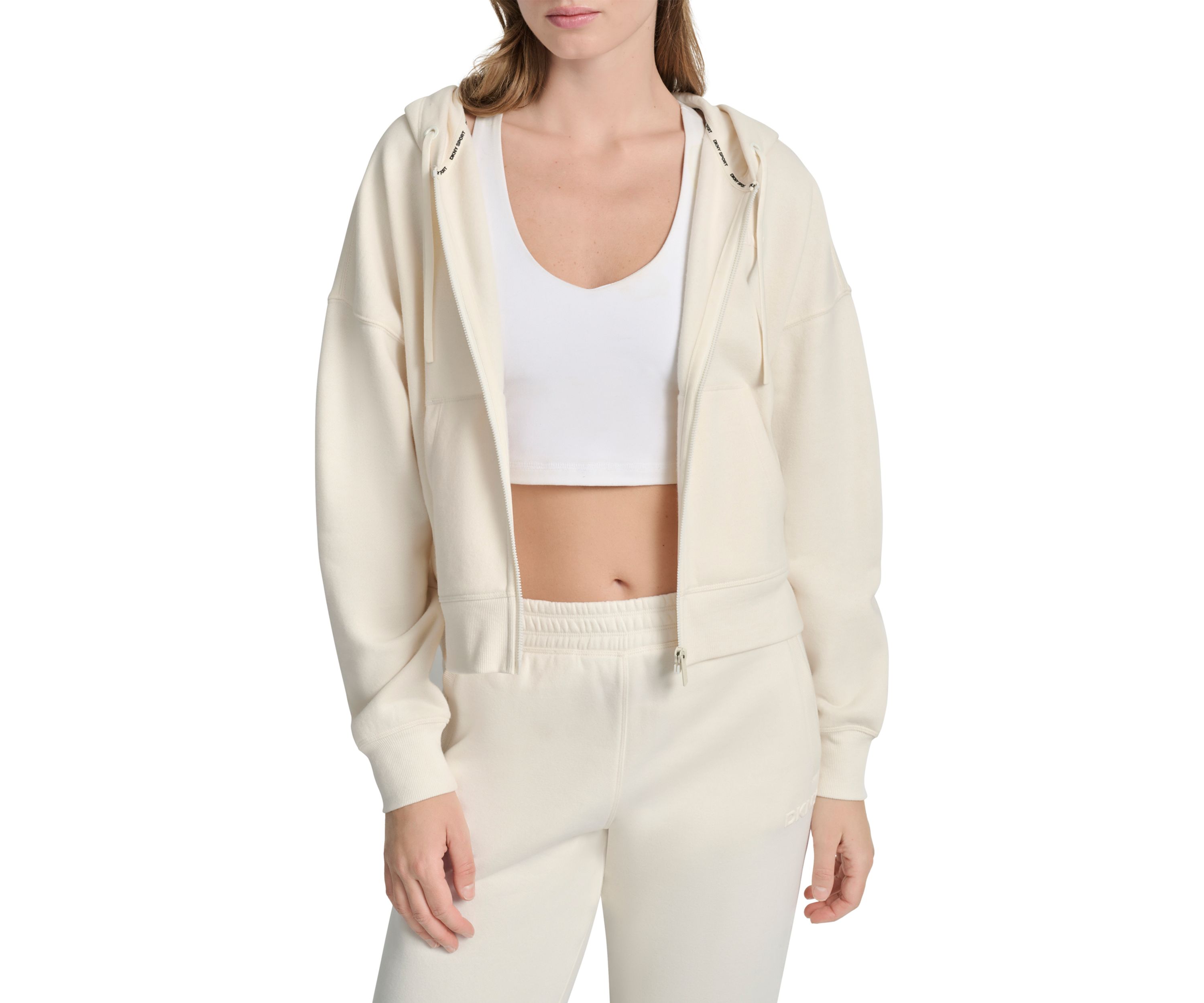 Womens HD Logo Drop Shoulder Zip Front Hoodie