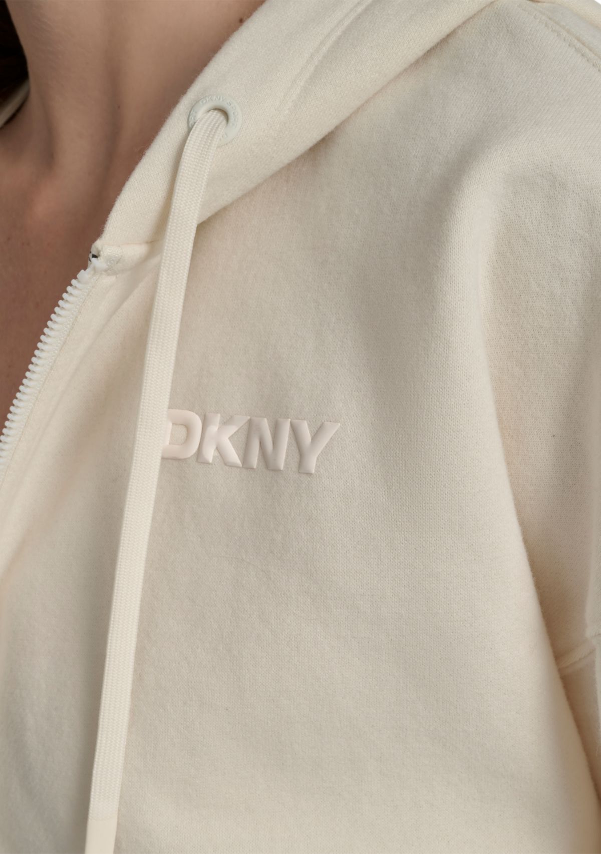 Womens HD Logo Drop Shoulder Zip Front Hoodie