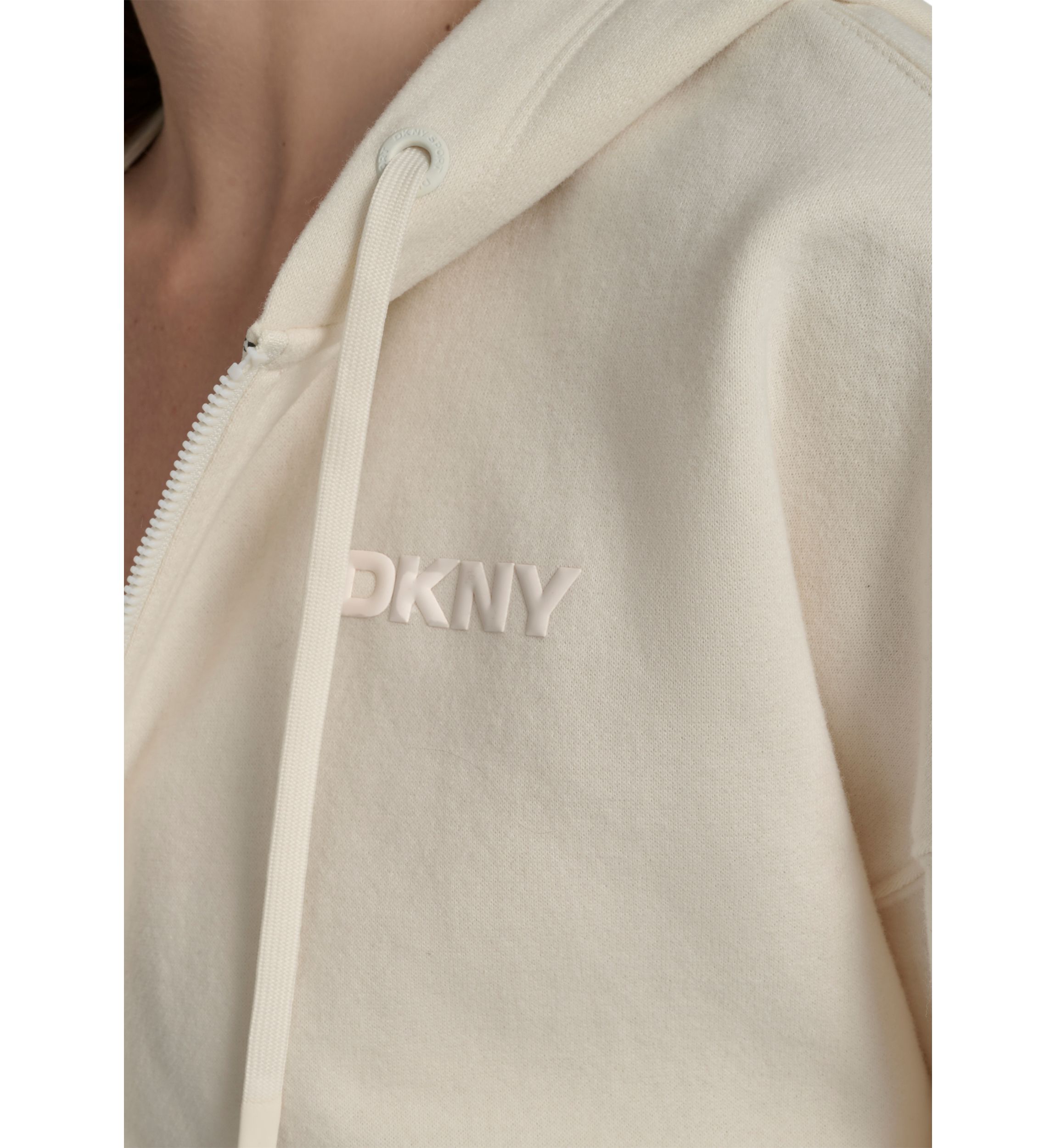 Womens HD Logo Drop Shoulder Zip Front Hoodie