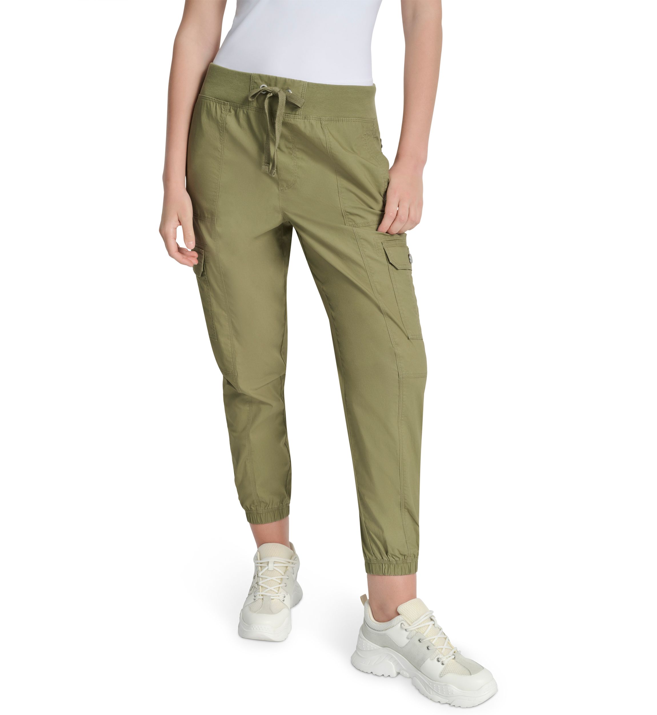 Ribbed Waistband Cargo Joggers