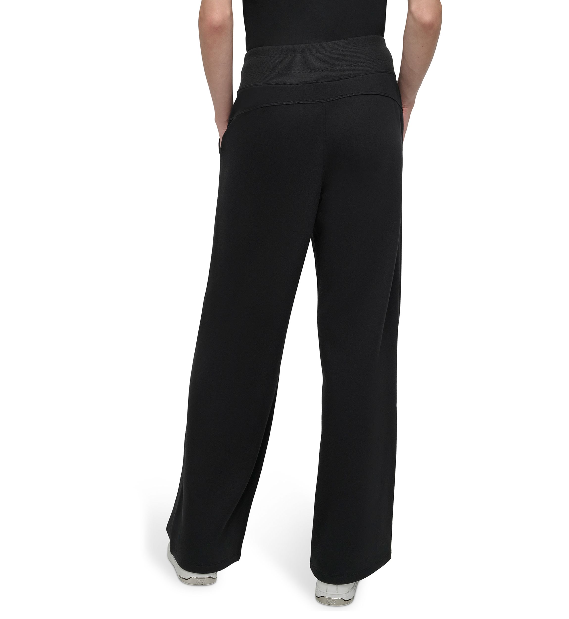Embroidered Logo Wide Leg Pants with Pockets 
