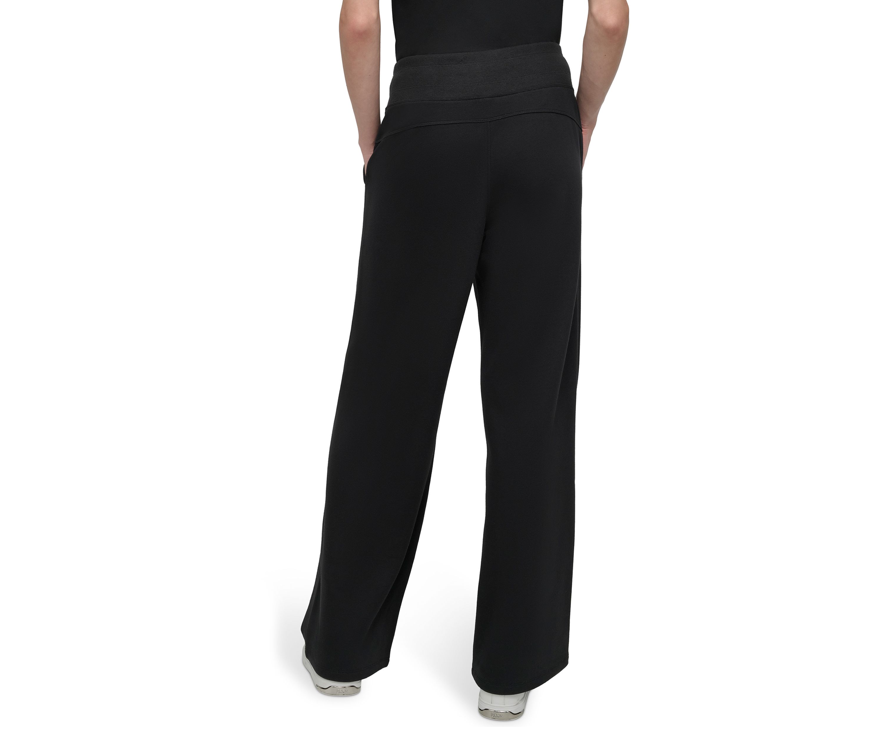 Embroidered Logo Wide Leg Pants with Pockets 