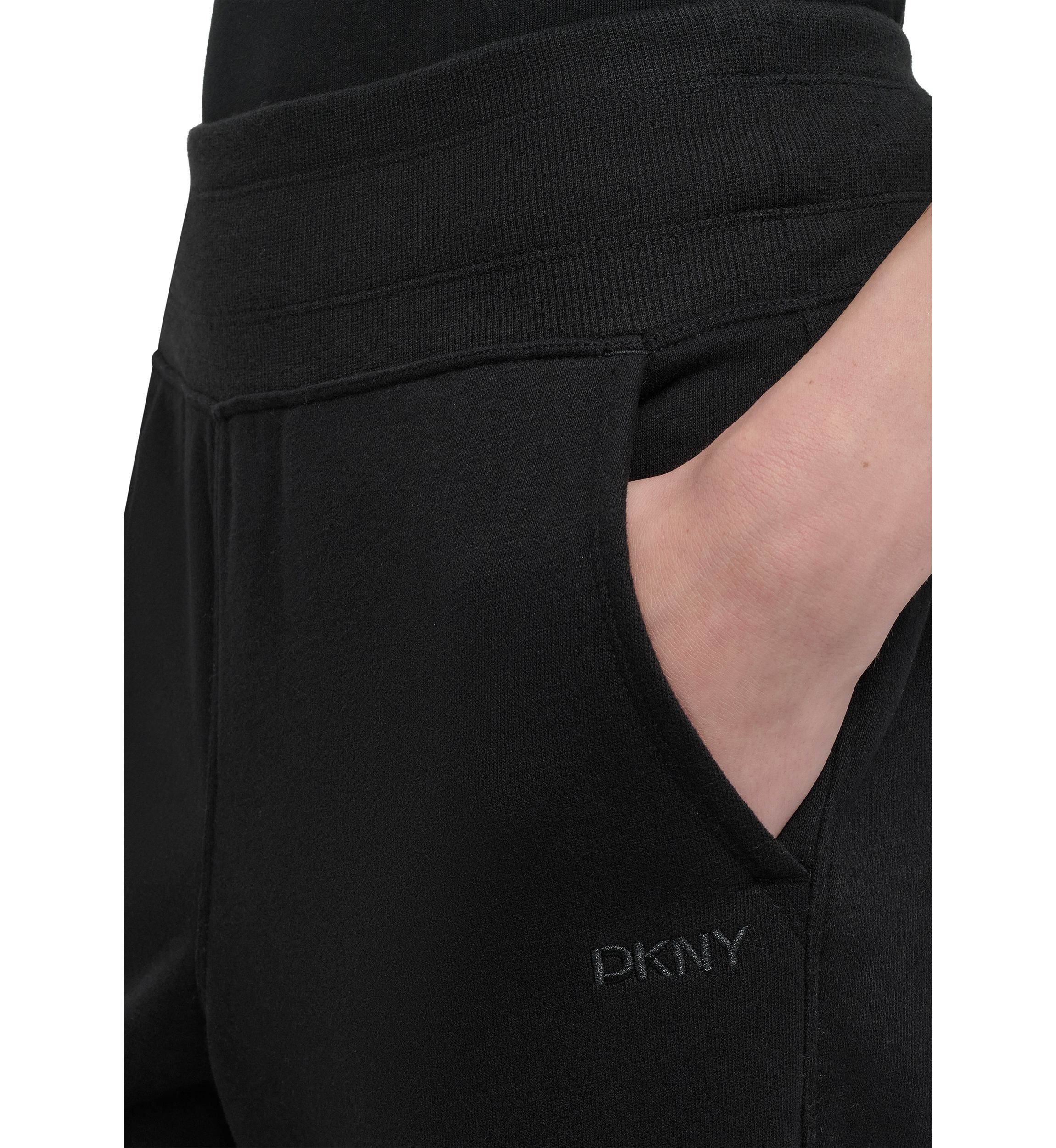Embroidered Logo Wide Leg Pants with Pockets 