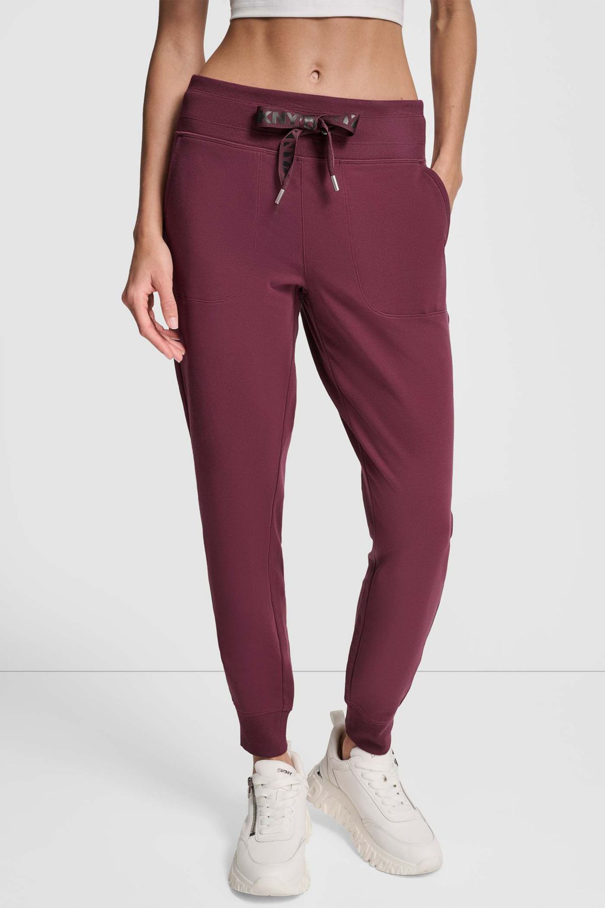 Two-Tone Logo-Drawstring High-Rise Jogger