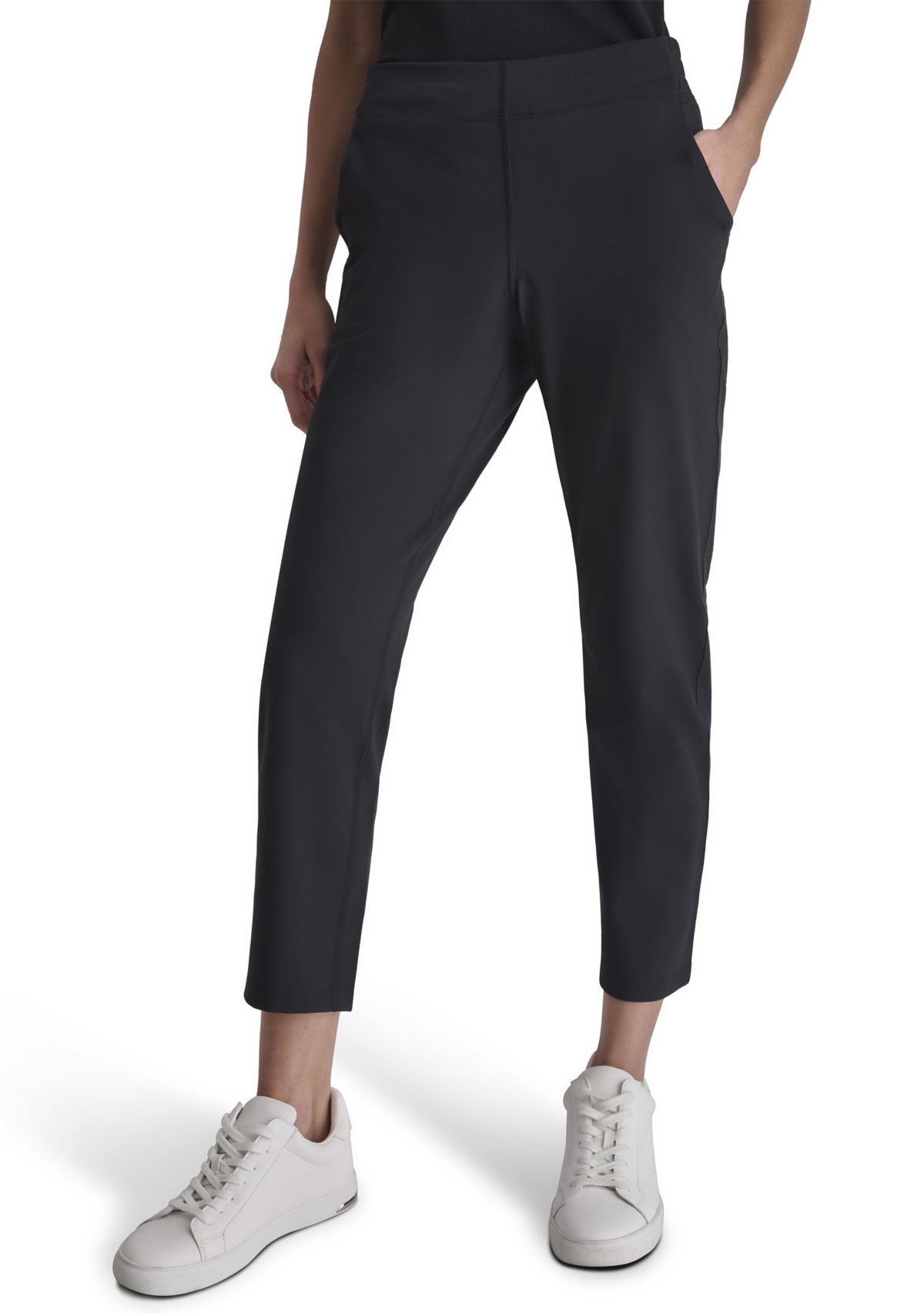 Womens Balance Compression Elastic Waistband Slant Pocket Skinny Pants