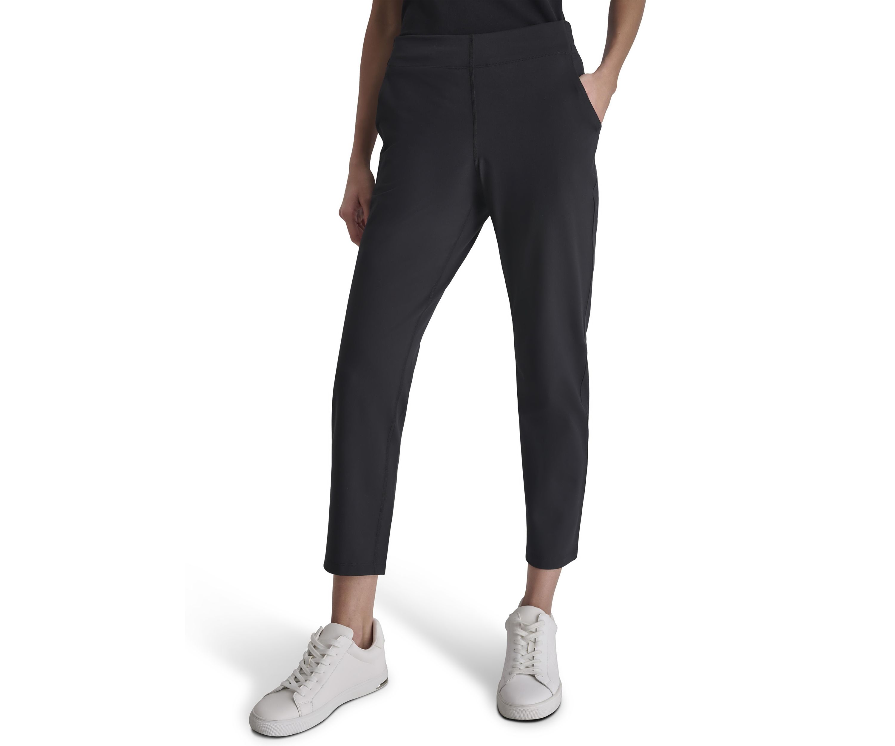 Womens Balance Compression Elastic Waistband Slant Pocket Skinny Pants