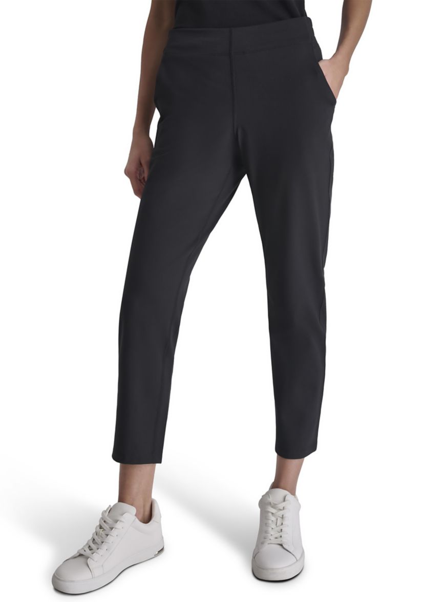 Womens Balance Compression Elastic Waistband Slant Pocket Skinny Pants